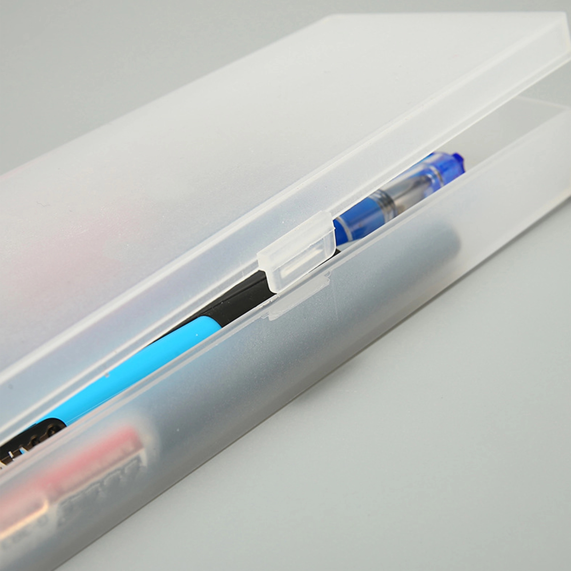 Plastic Pencil Box Clear Storage School Supply Case 3