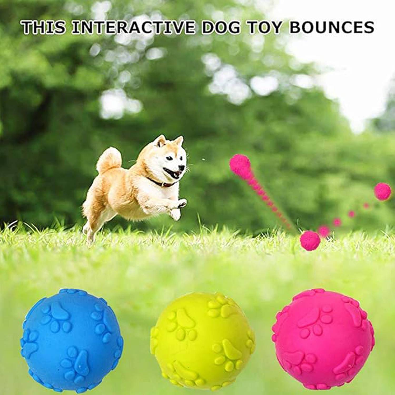 Interactive Dog Chew Ball—Rubber Toy with Footprints Design 3