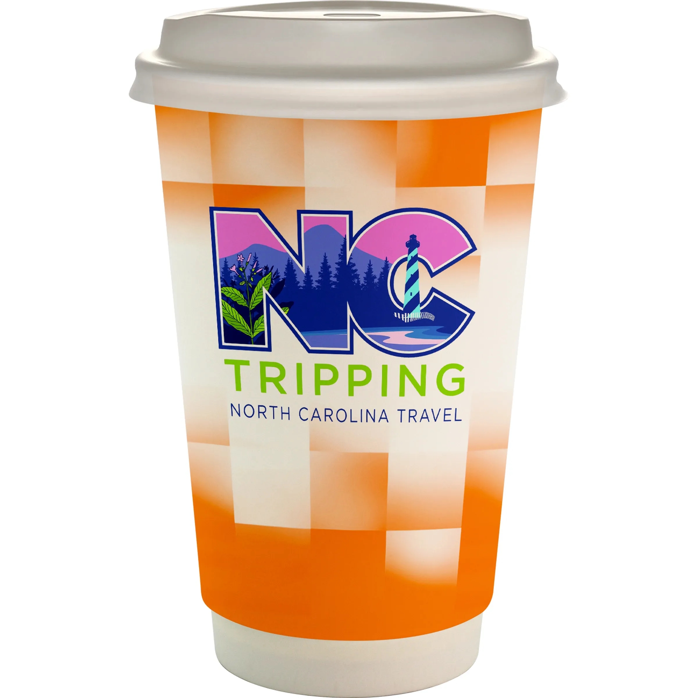 16 oz. Full Color Shaded Checkers Paper Cup With Lid 6