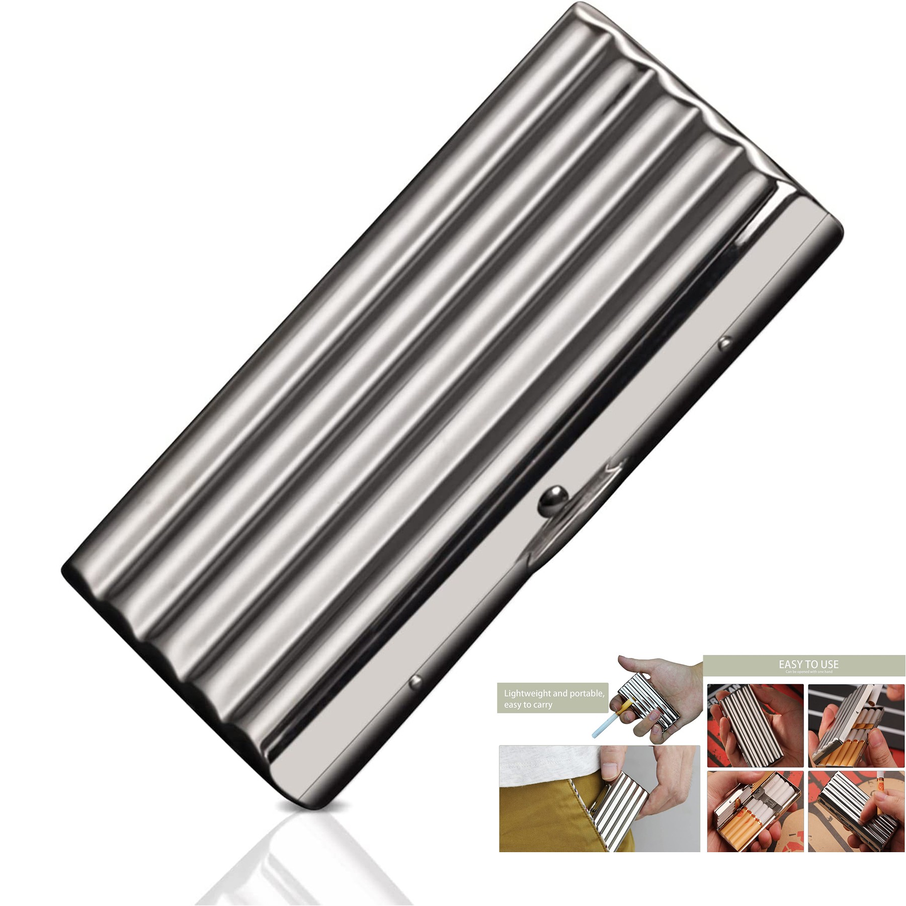 Creative Thin Portable Stainless Steel Pocket Carrying Cigarette Box 1
