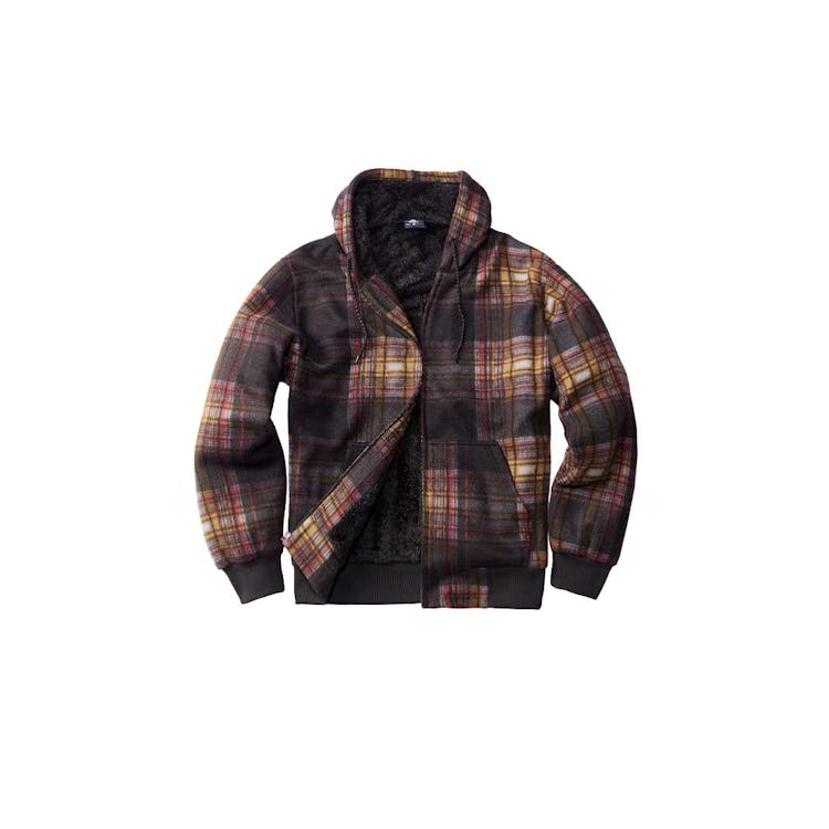 Men's Plaid Sherpa Lined Full Zip Hoodies S-2XL, custom hoodie or sweatshirt with logo imprint 1