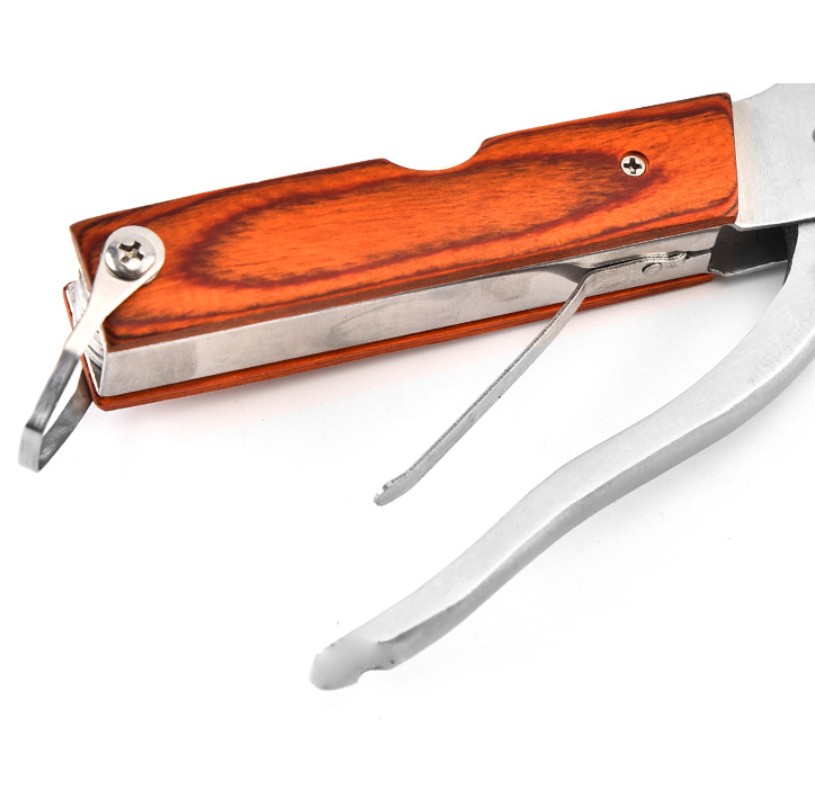 Outdoor Stainless Steel Multi-Tool with Wooden Handle 3