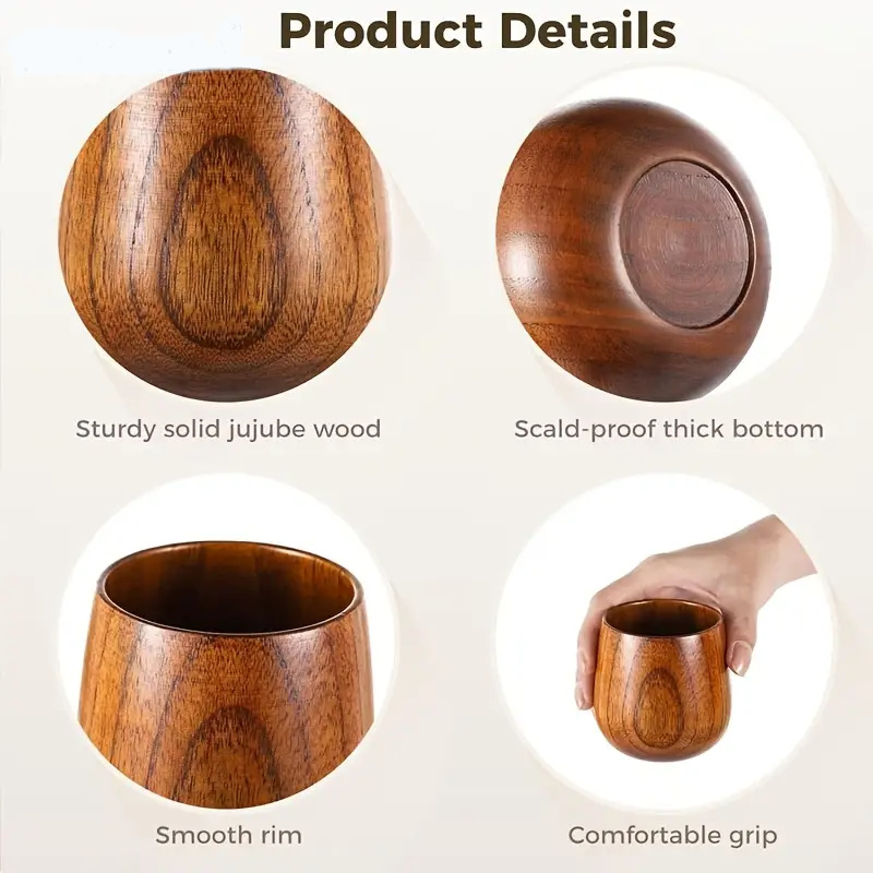 Wooden Tea Cup Water Coffee Mug 3