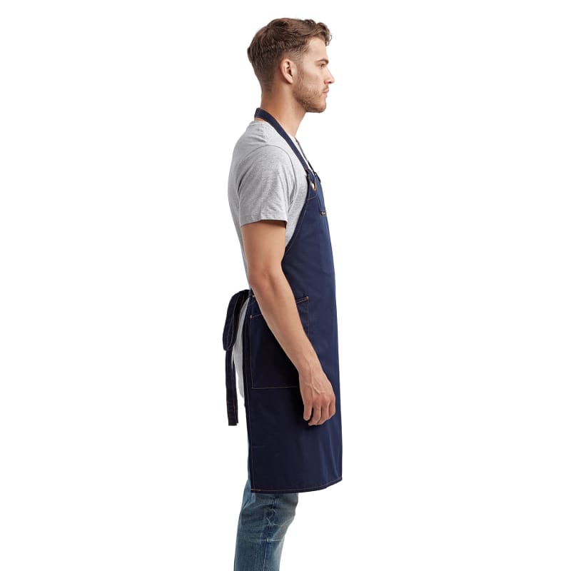 Artisan Collection By Reprime Unisex 'Barley' Contrast Stitch Recycled Bib Apron 17