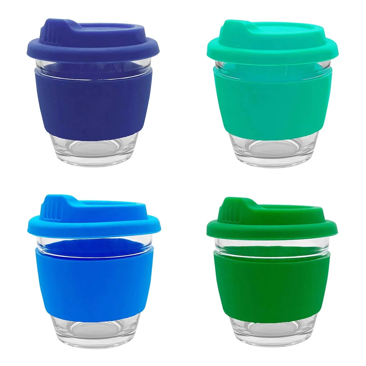 8 oz. Reusable Glass Coffee Cup with Lids 2