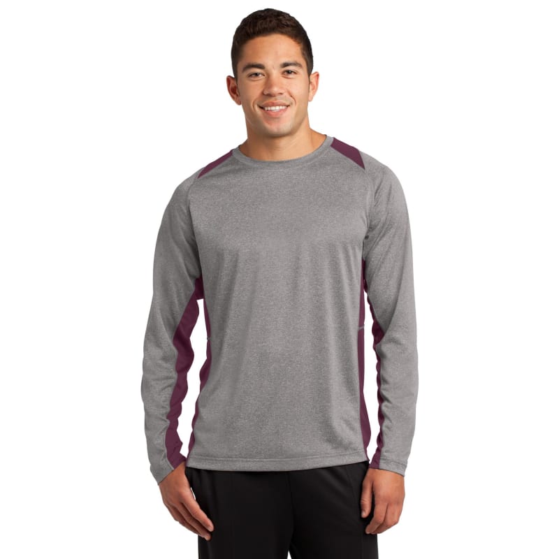 Sport-Tek Long Sleeve Heather Colorblock Contender Tee. 12