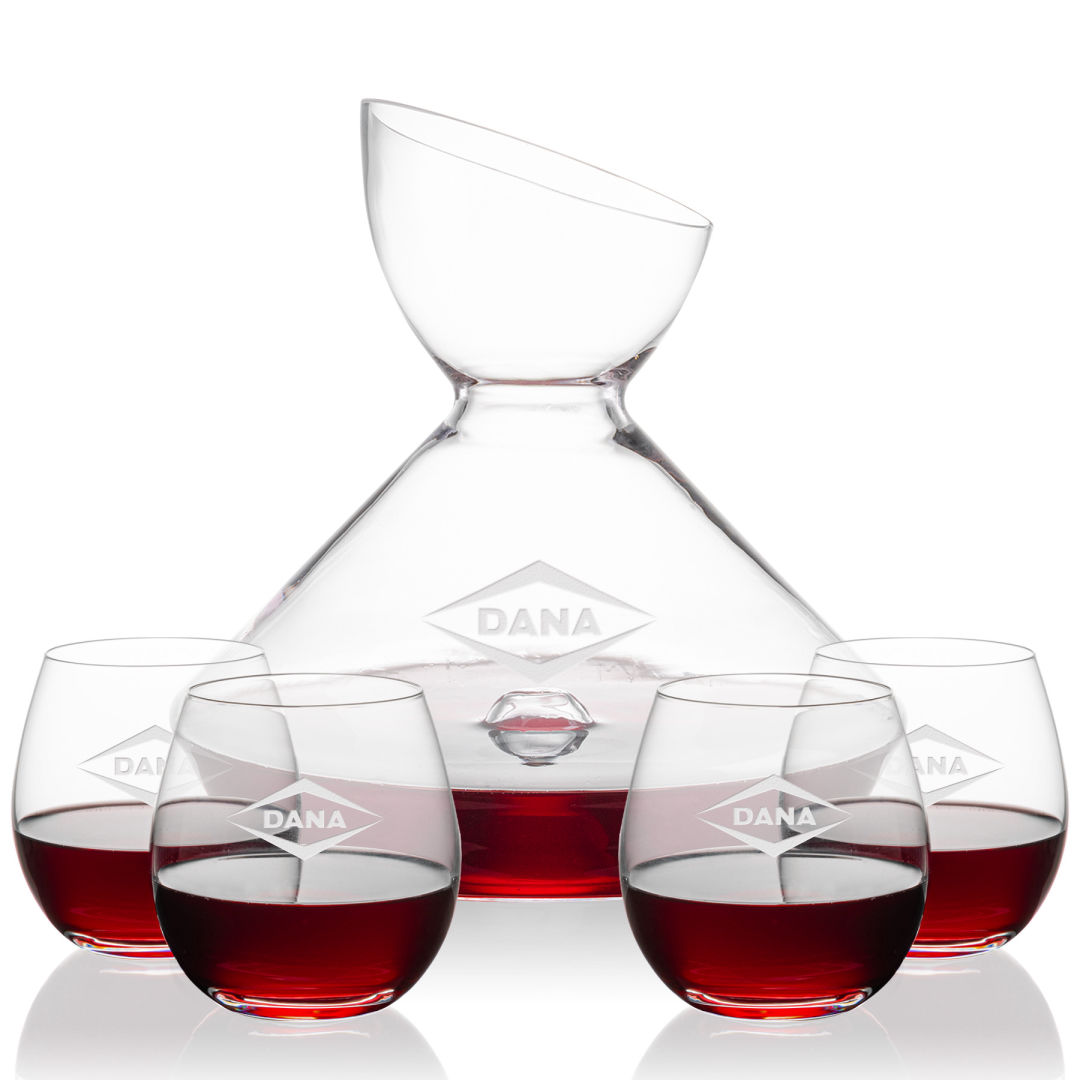 Woodbury Carafe & Redmond Stemless Wine 1