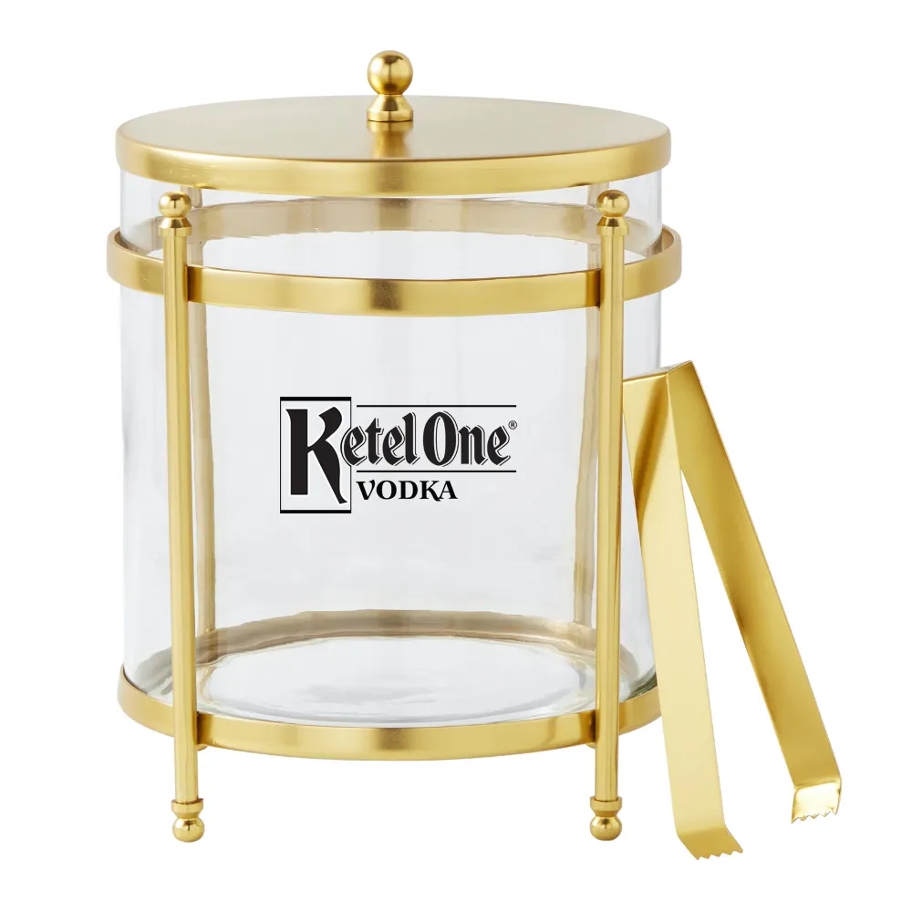 Antique Brass and Glass Ice Bucket 6