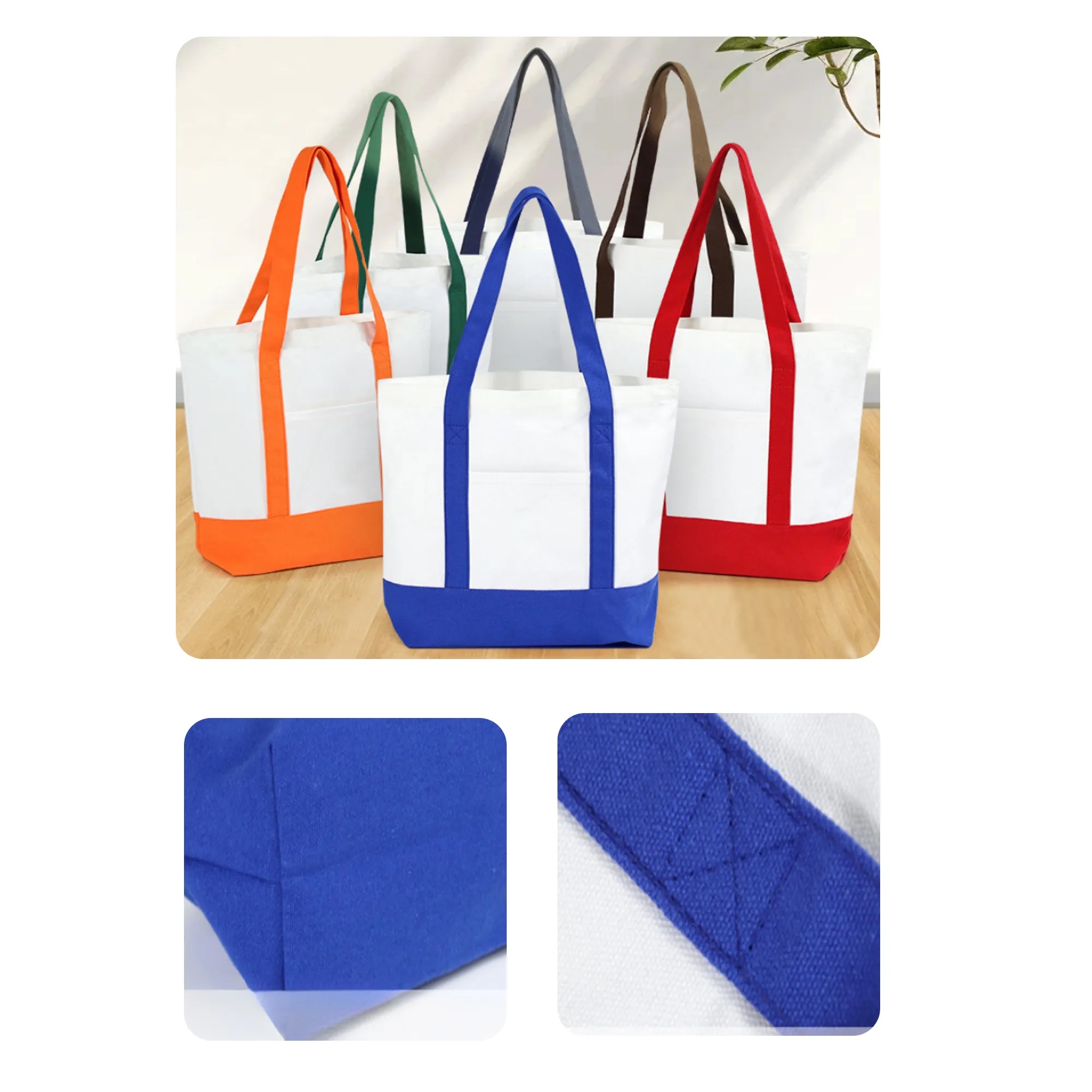 MOQ 30 PCS Colorful Canvas Tote Bag, custom tote bag with logo imprint 3