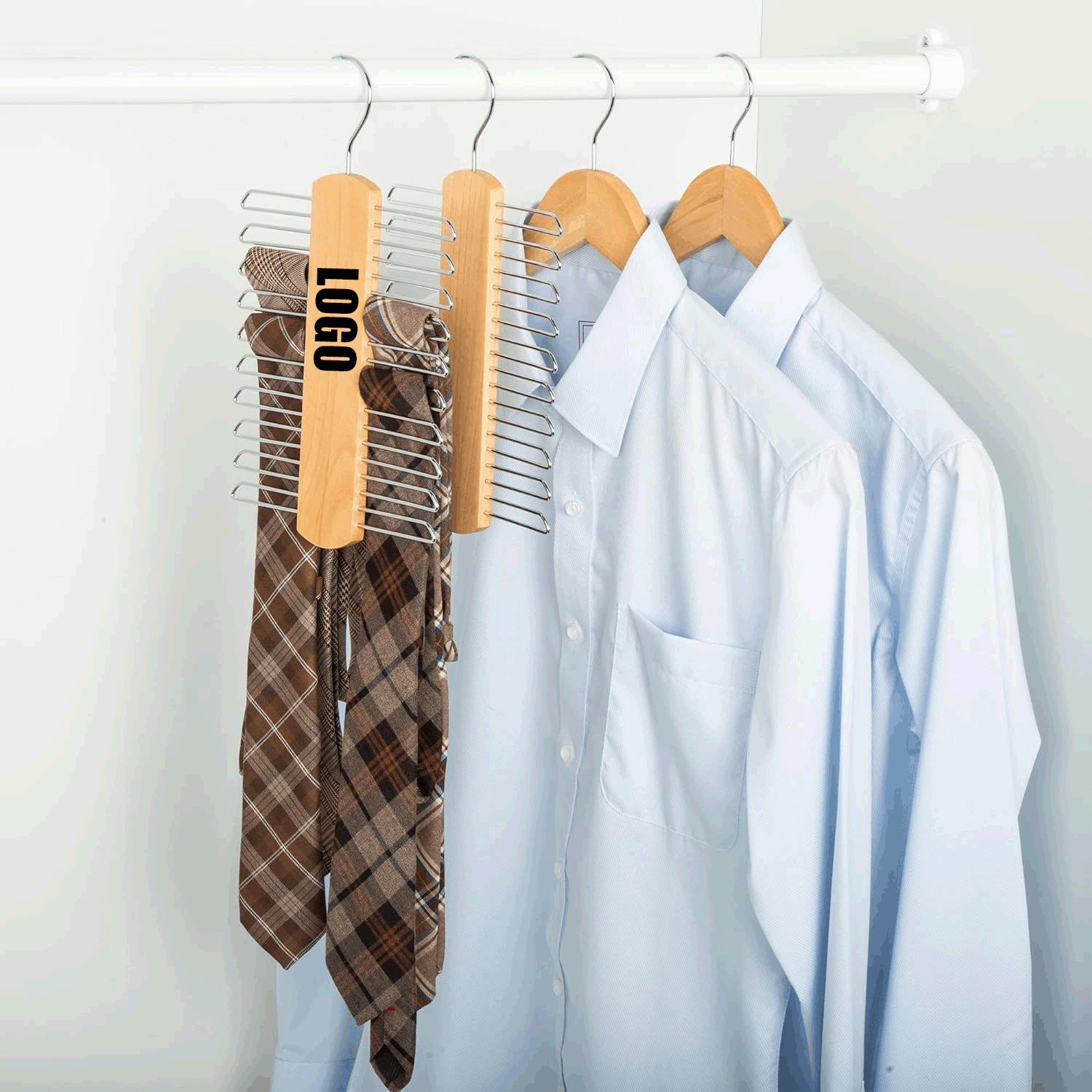 Wooden Necktie and Belt Hanger/Wood Center Organizer and Storage Rack 2