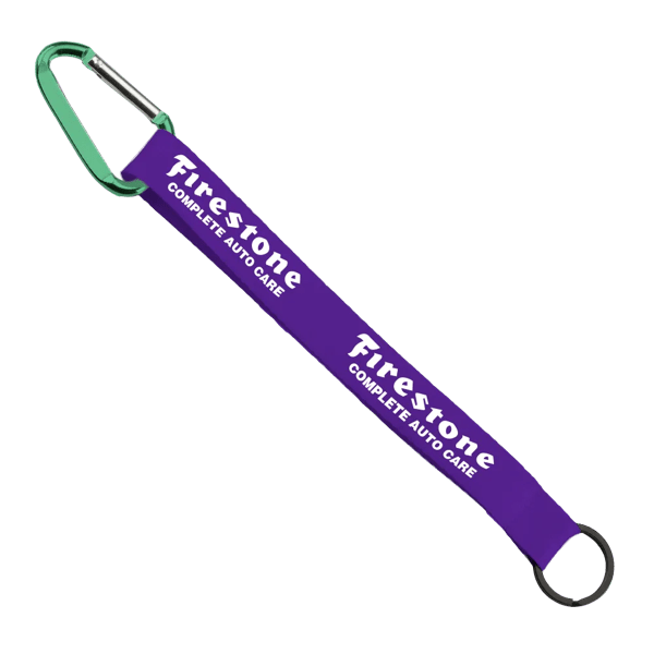 3/4" Sewn Polyester Keychain with Metal Split-Ring and Carabiner 103