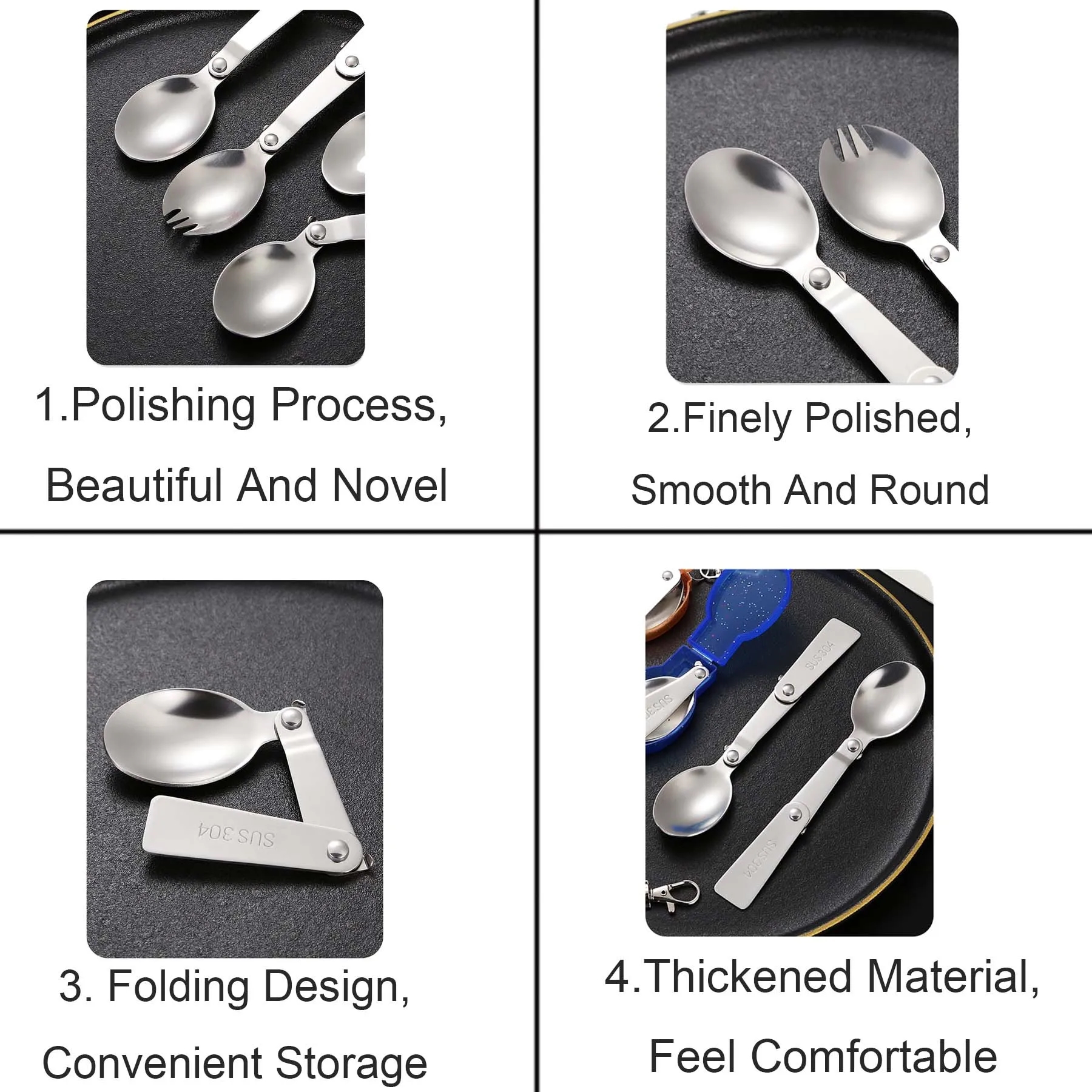 Portable Folding Stainless Steel Forks and Spoons 4