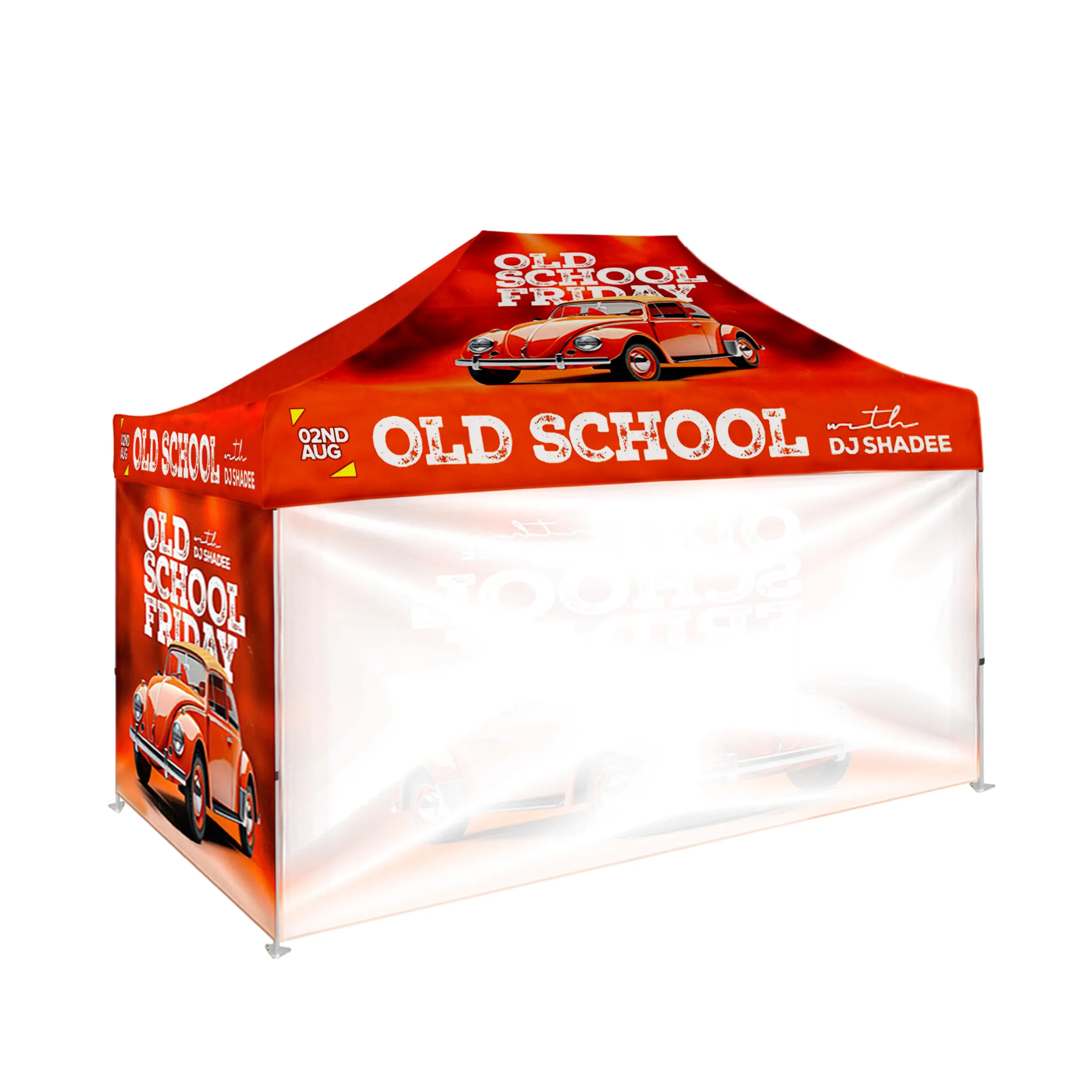 10'x15' Tent Canopy w frame, 1 long full + 2 side full wall 8