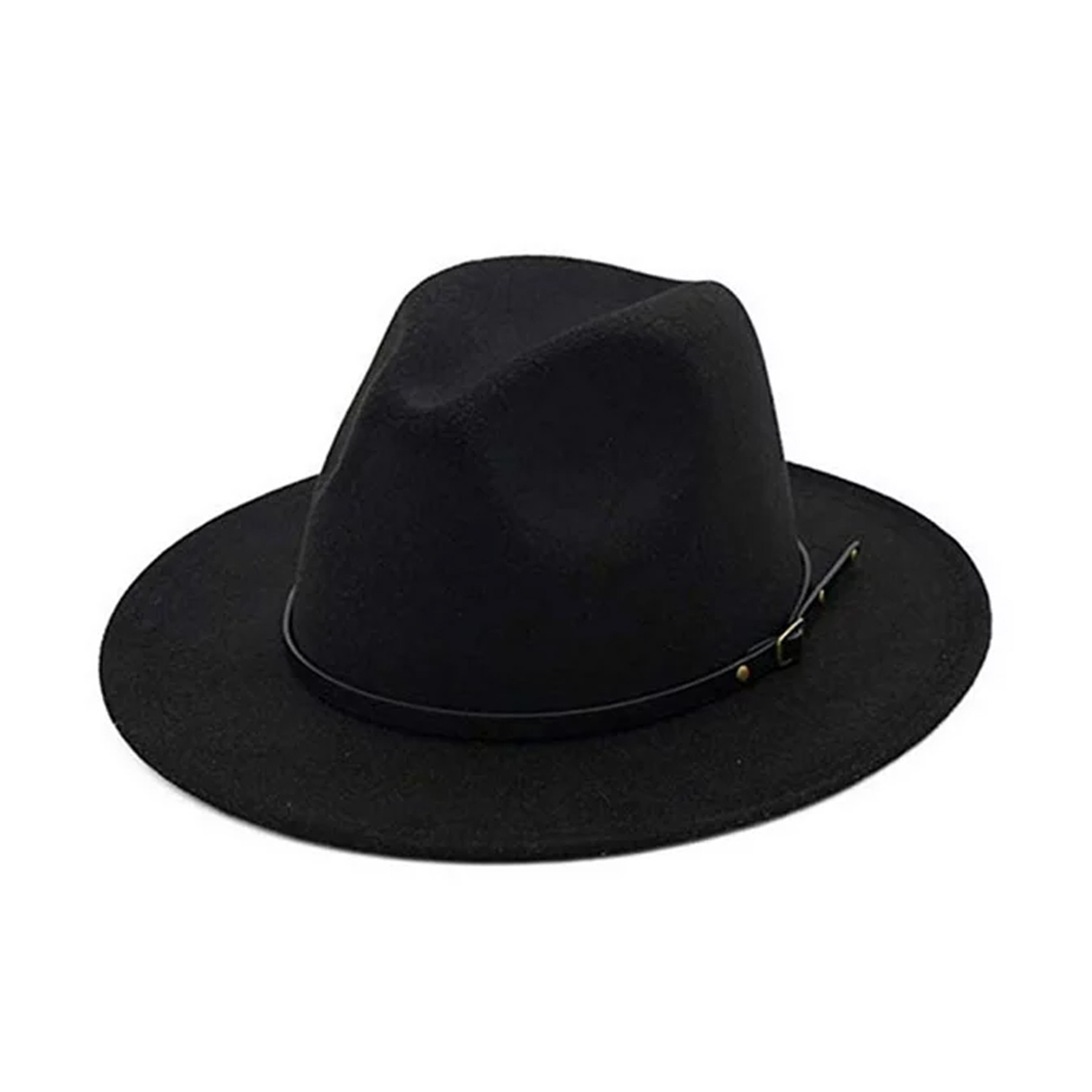 Classic Wide Brim Fedora with Belt Buckle 4