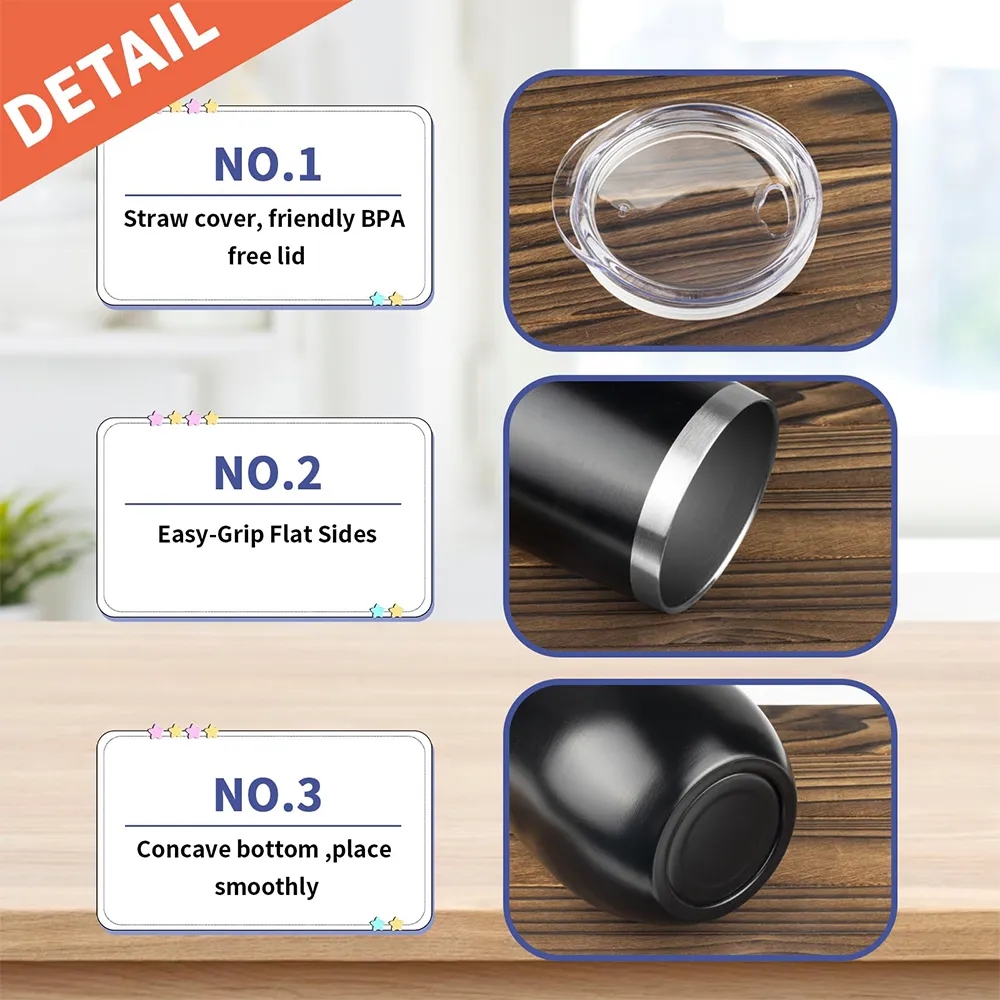 Stainless Steel Wine Tumbler with Lid Insulated Travel Mug 13