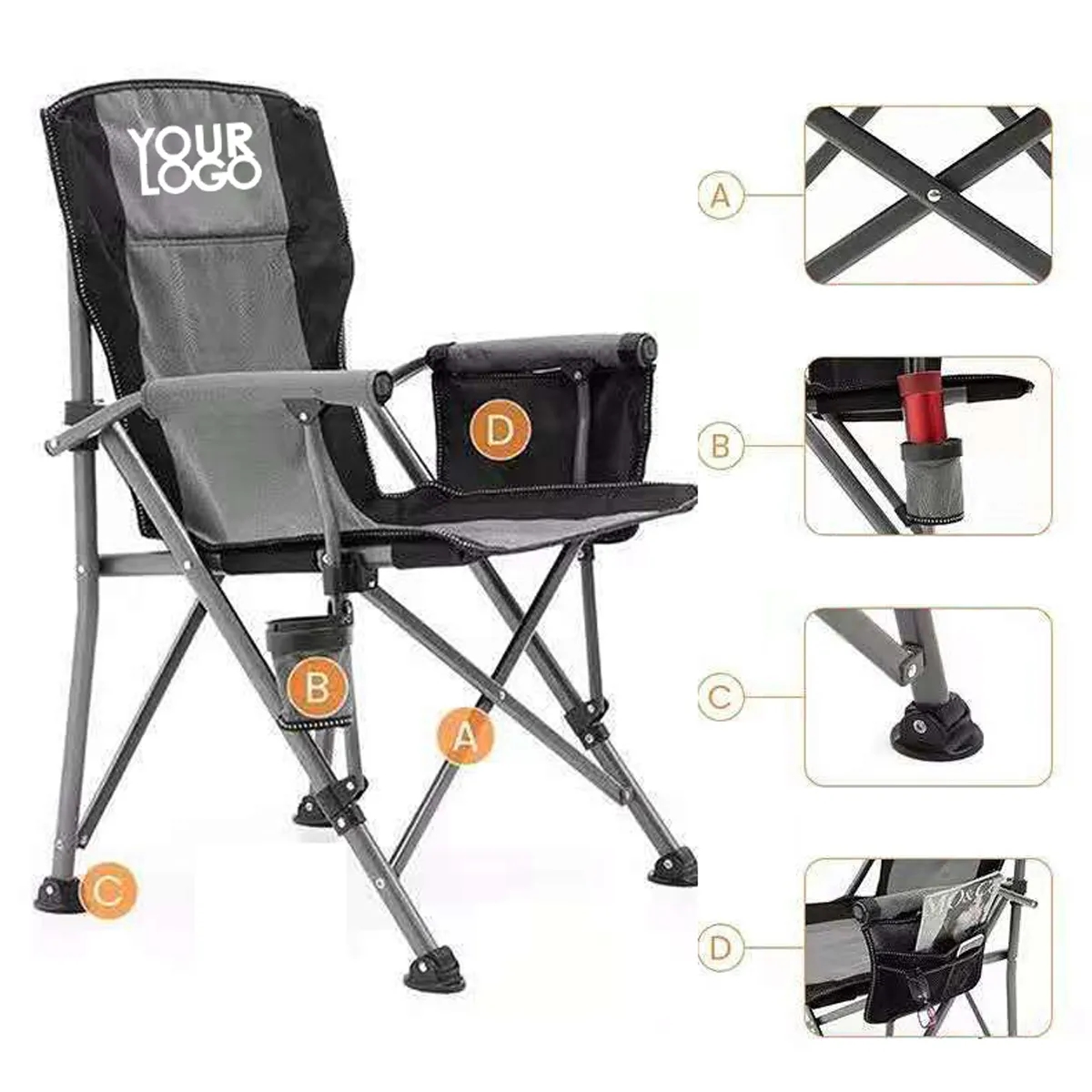 Easily Fold Outdoor Heavy Duty Camping Chair with Cup Holder 3