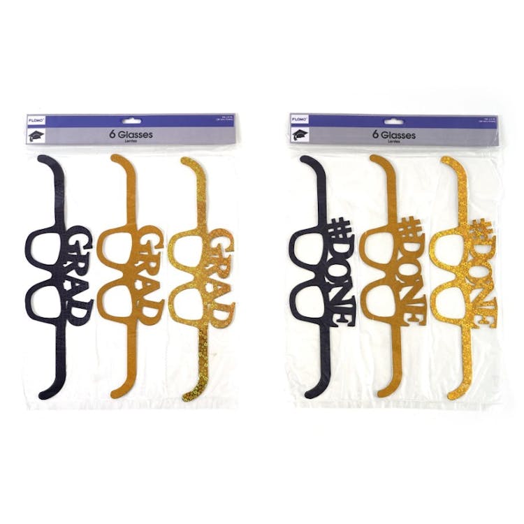 Graduation Paper Glasses - 2 Designs 6 Pack 2