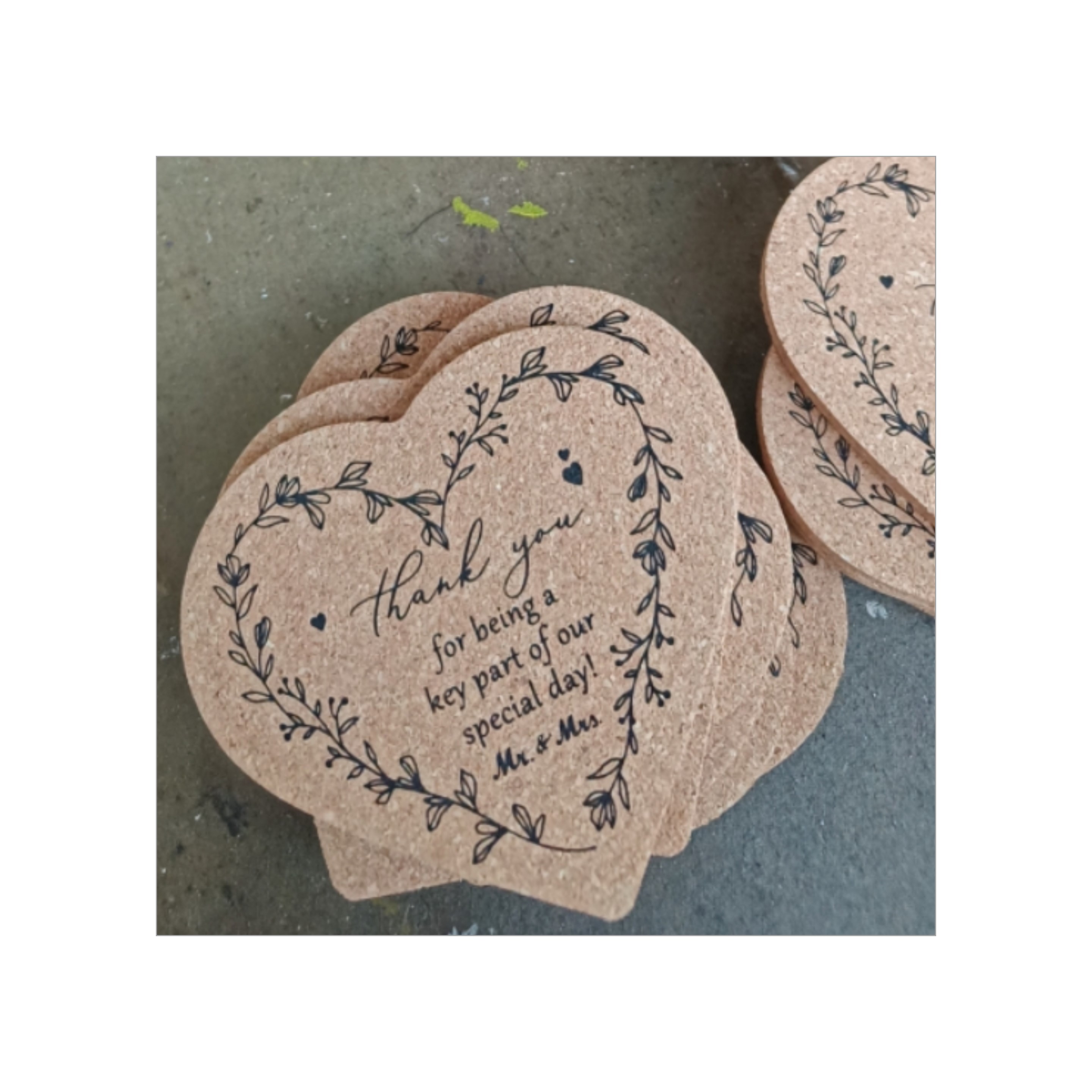 Heart Shape Cork Coaster 1/5" Thick 2