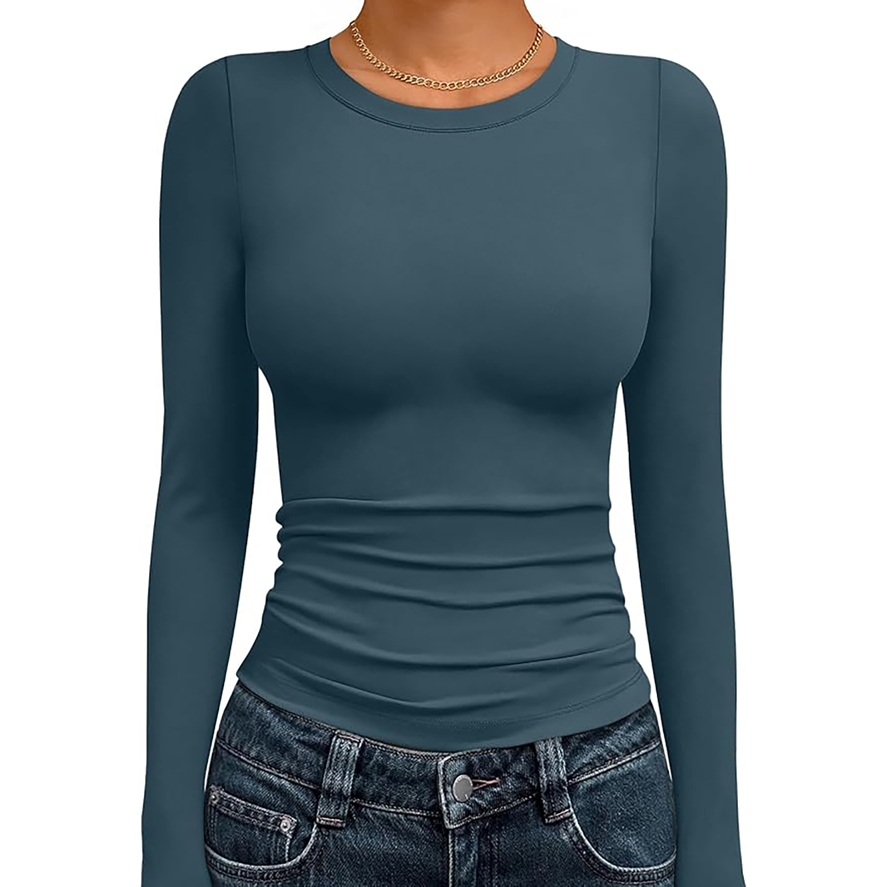 Women's Basic Round Neck Crop Top 37