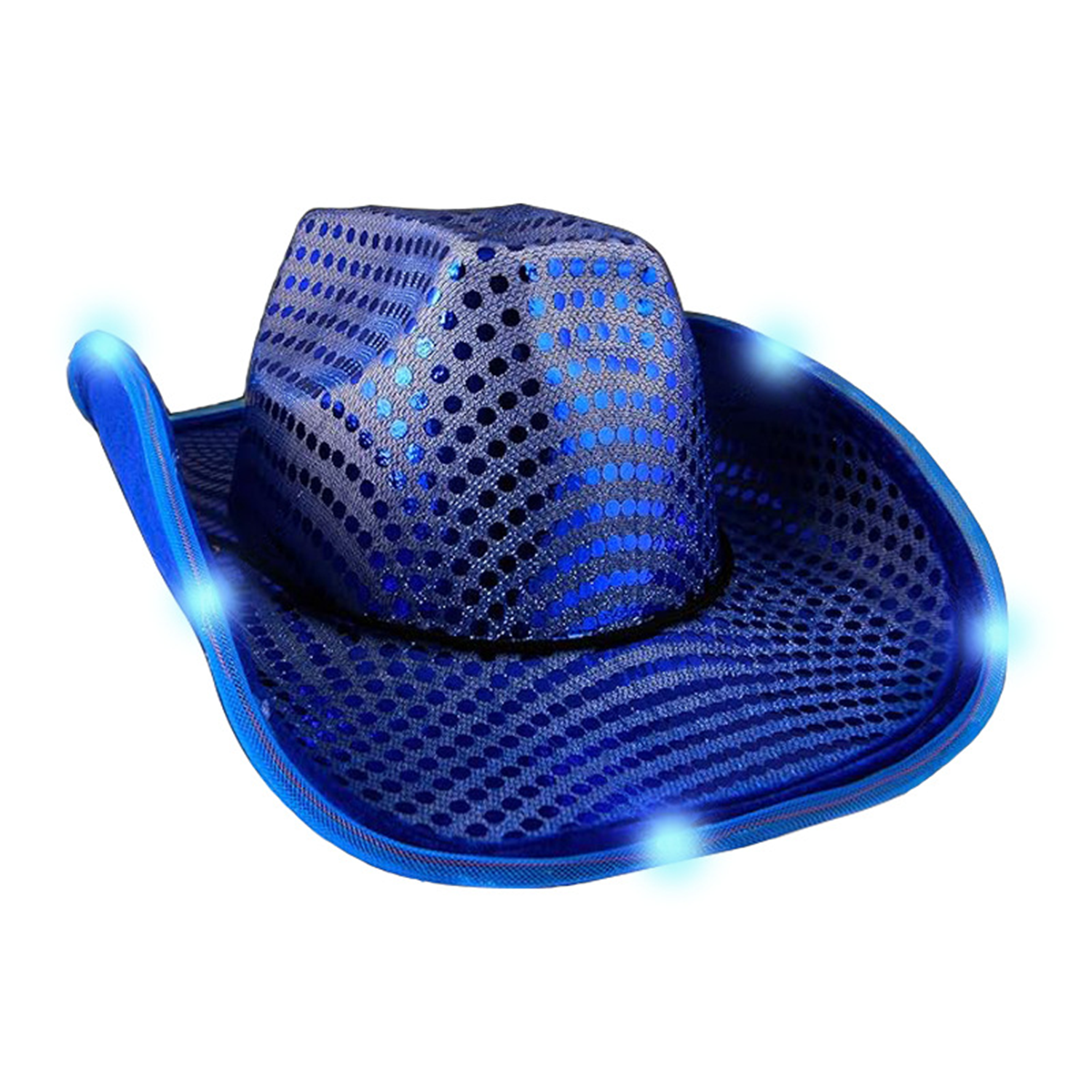 LED Cowboy Sequin Party Flashing Light Up Cap 4