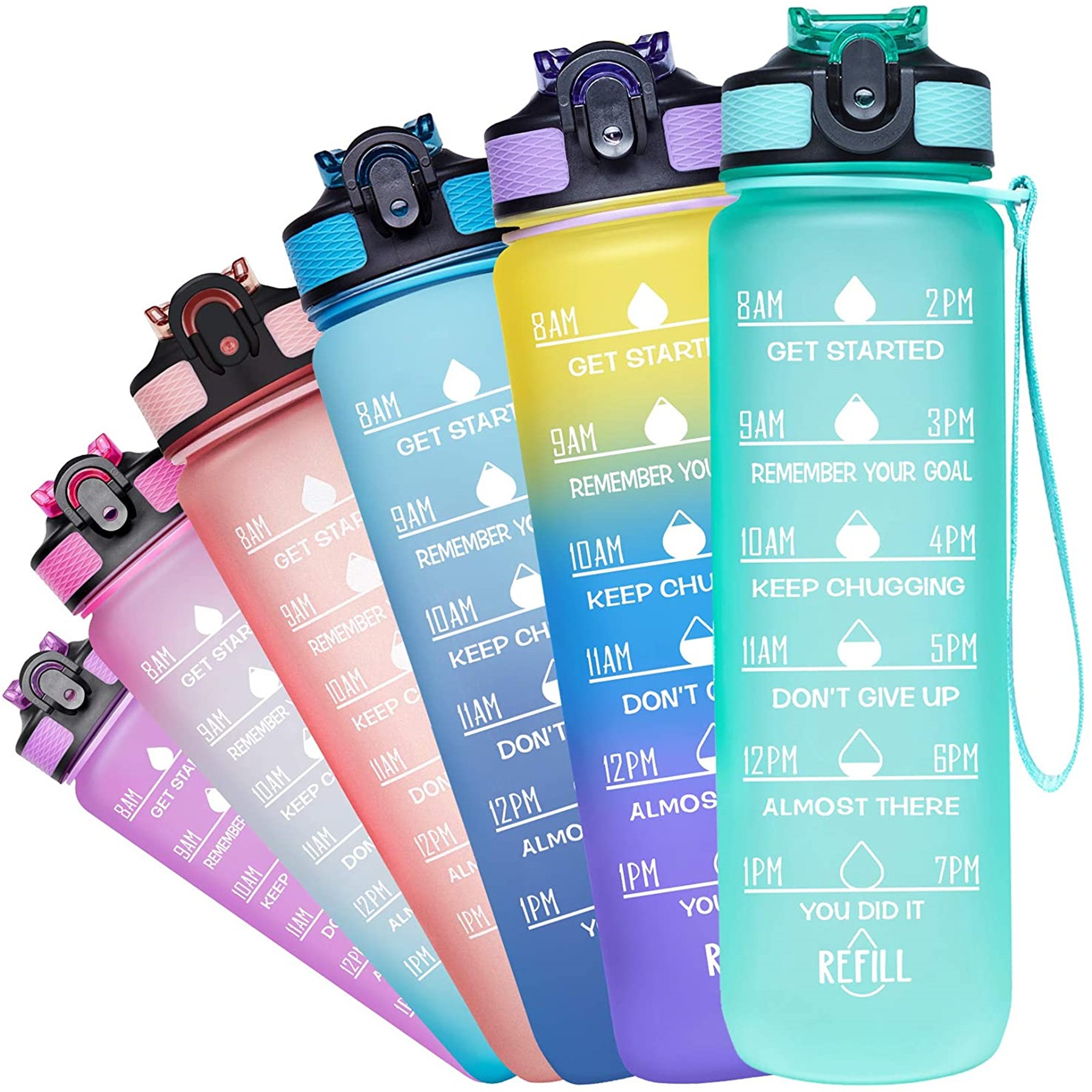 32Oz Sports Water Bottle With Time Marker With Straw 4
