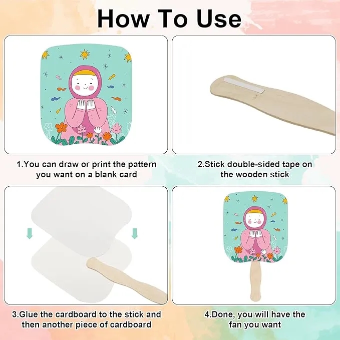 8x8Hand Fan Full-colored (2 sides) with Wooden Handle 3
