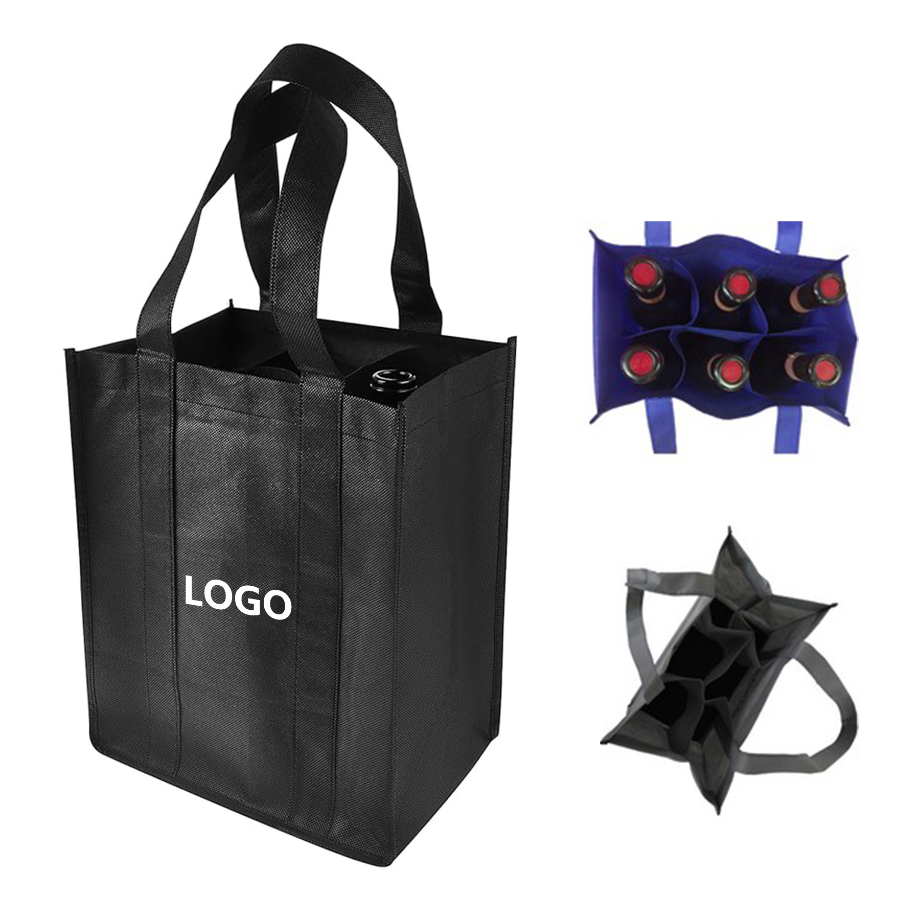 Reusable Non-Woven 6 Bottle Wine Tote Bag 2