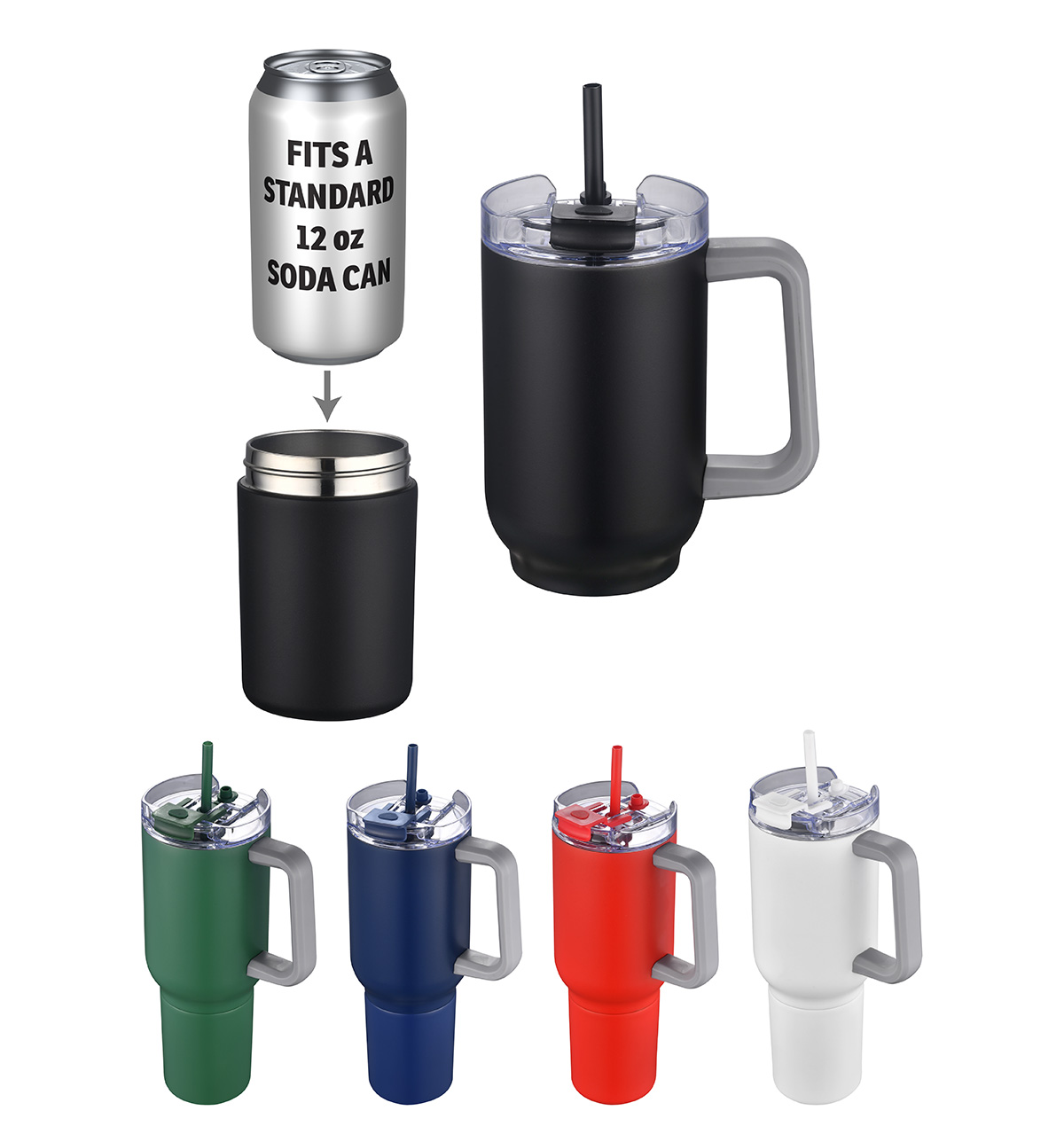 Novo Combo 20 oz Vacuum Insulated Stainless Steel Mug and Screw-On 12 oz Can Cooler 35