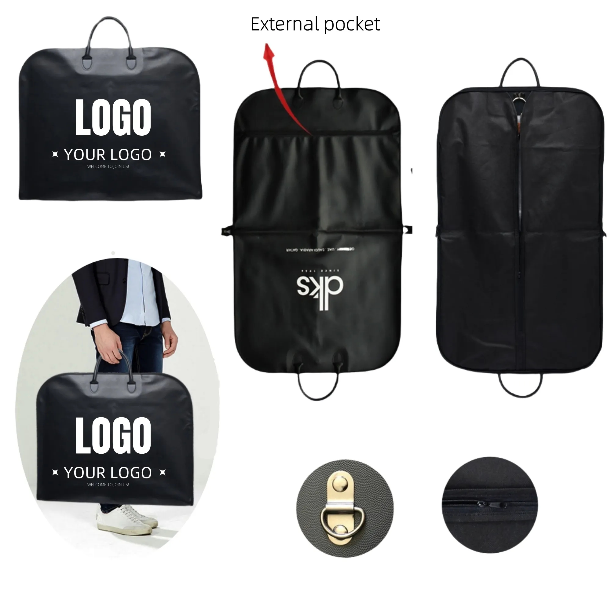 Leather Travel Garment Bags With Outer Pocket 2