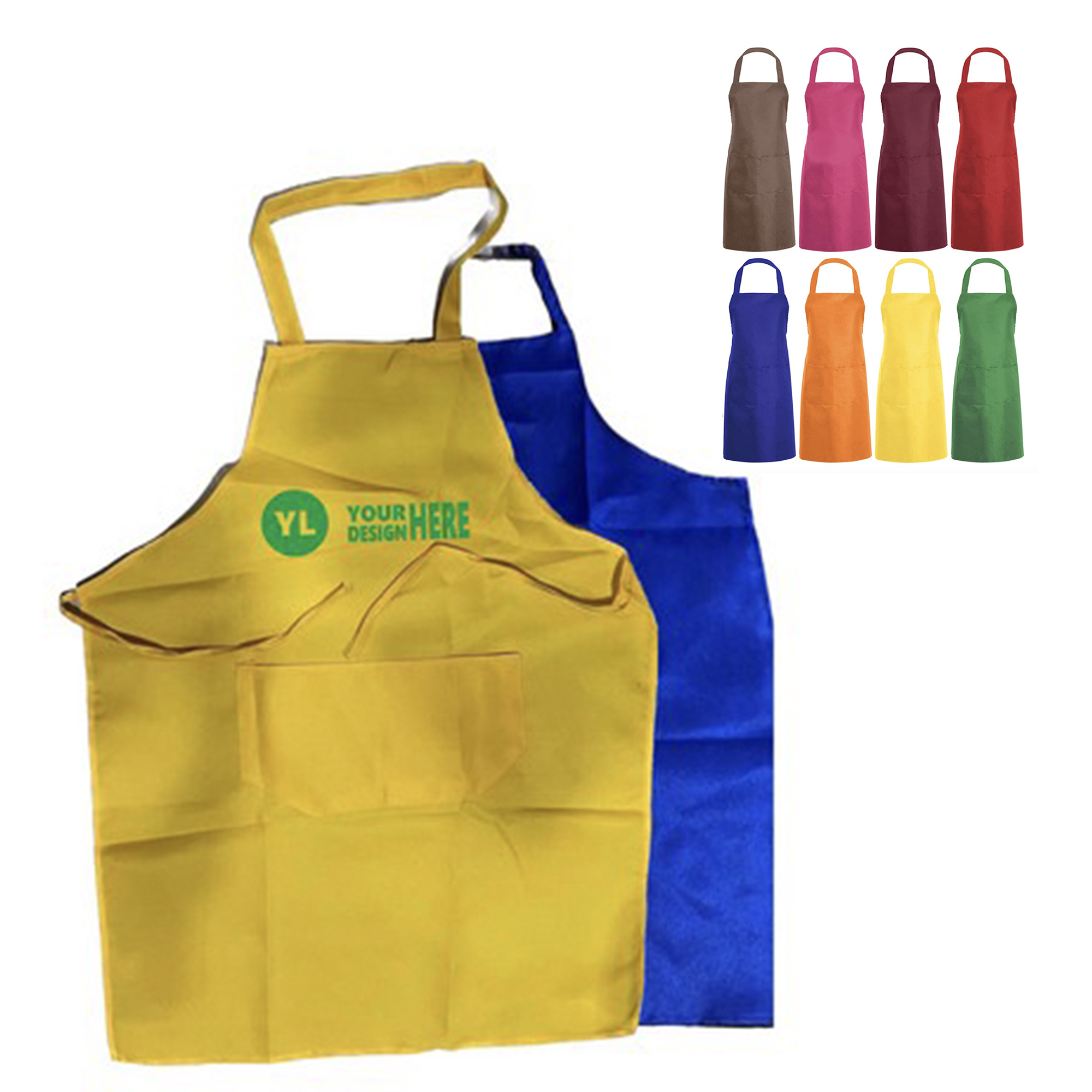 Mixed Color Kitchen Cooking Apron 2 Pockets 2