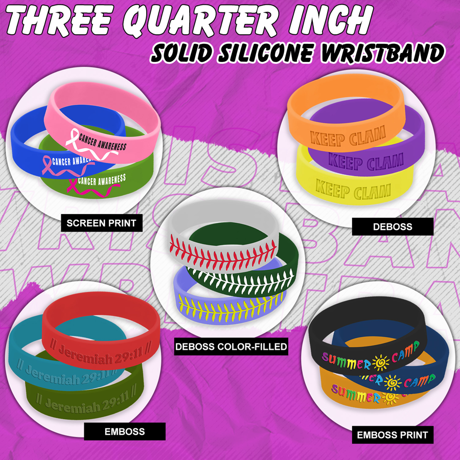 Solid Colored Silicone Wristband - 3/4" band 3