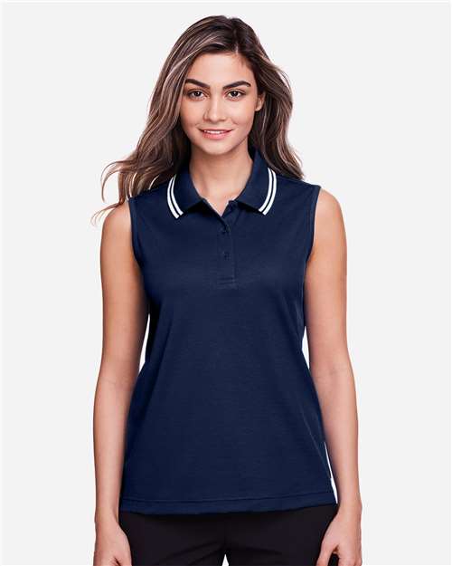 Women's CrownLux Performance® Plaited Tipped Sleeveless Polo - DG20SW 26
