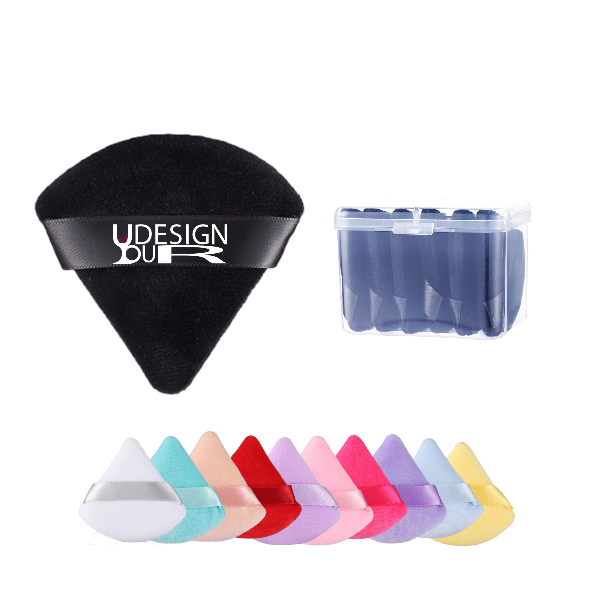 Triangle Powder Puffs 6PCS Soft Velour Makeup with Case 5