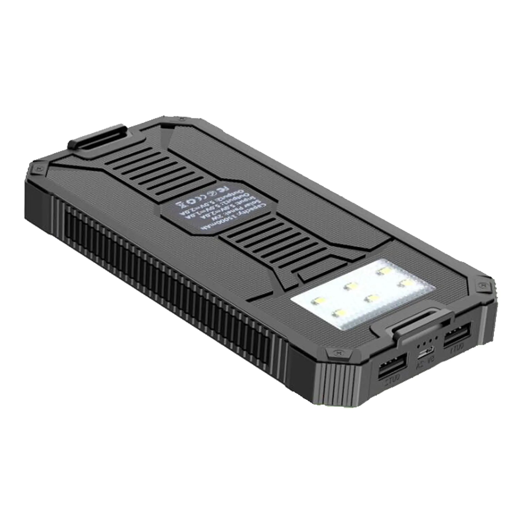 Outdoor Waterproof Charger w/ Dual USB Outputs & Flashlight 15