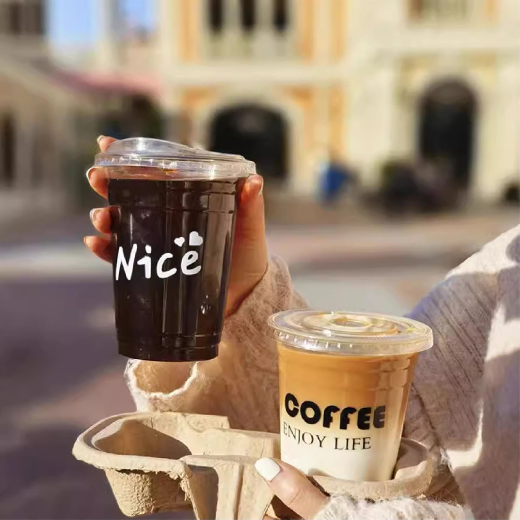 Clear Plastic Cups with Strawless Sip-Lids 2