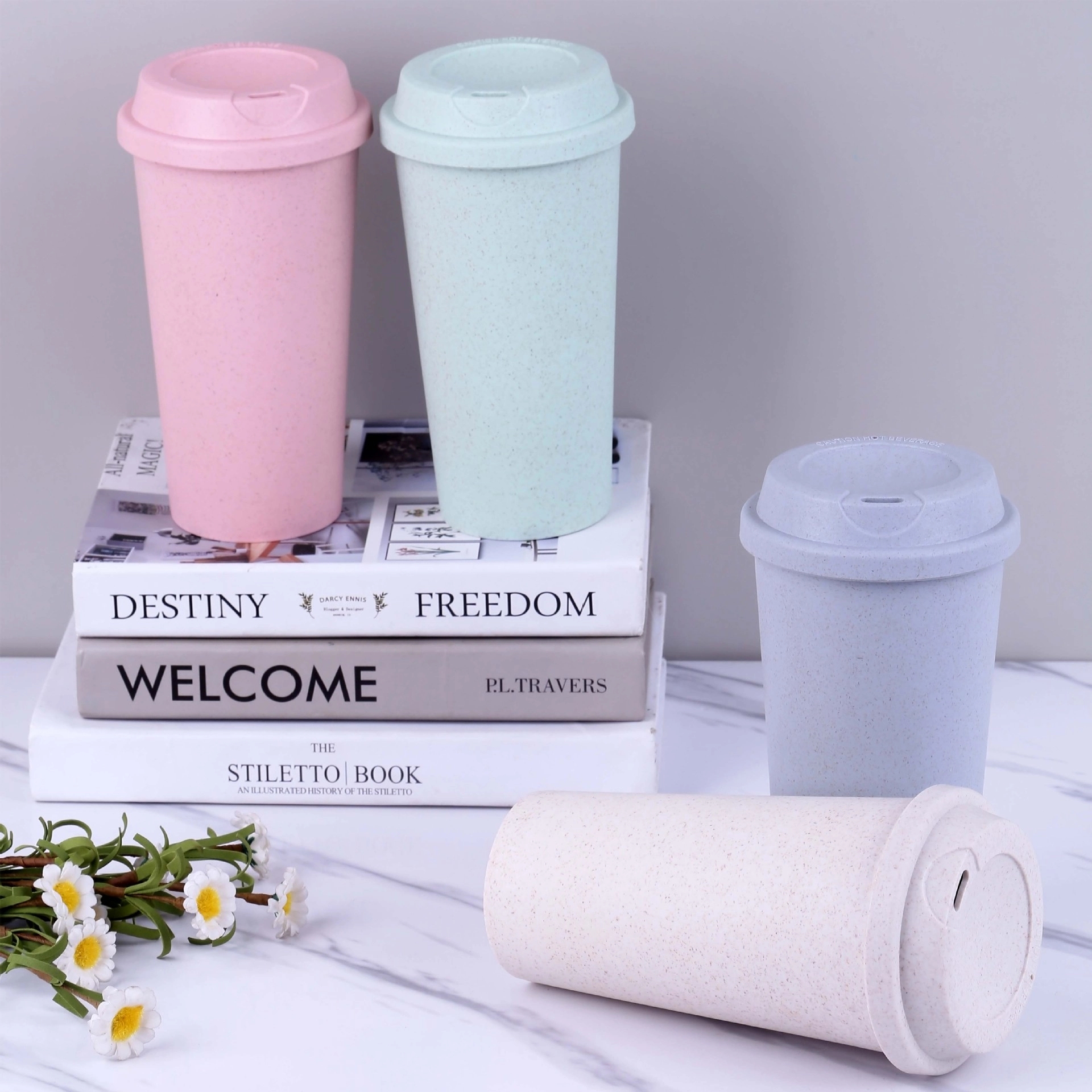 Custom 15 oz Bamboo Fiber Coffee Travel Tumbler 2