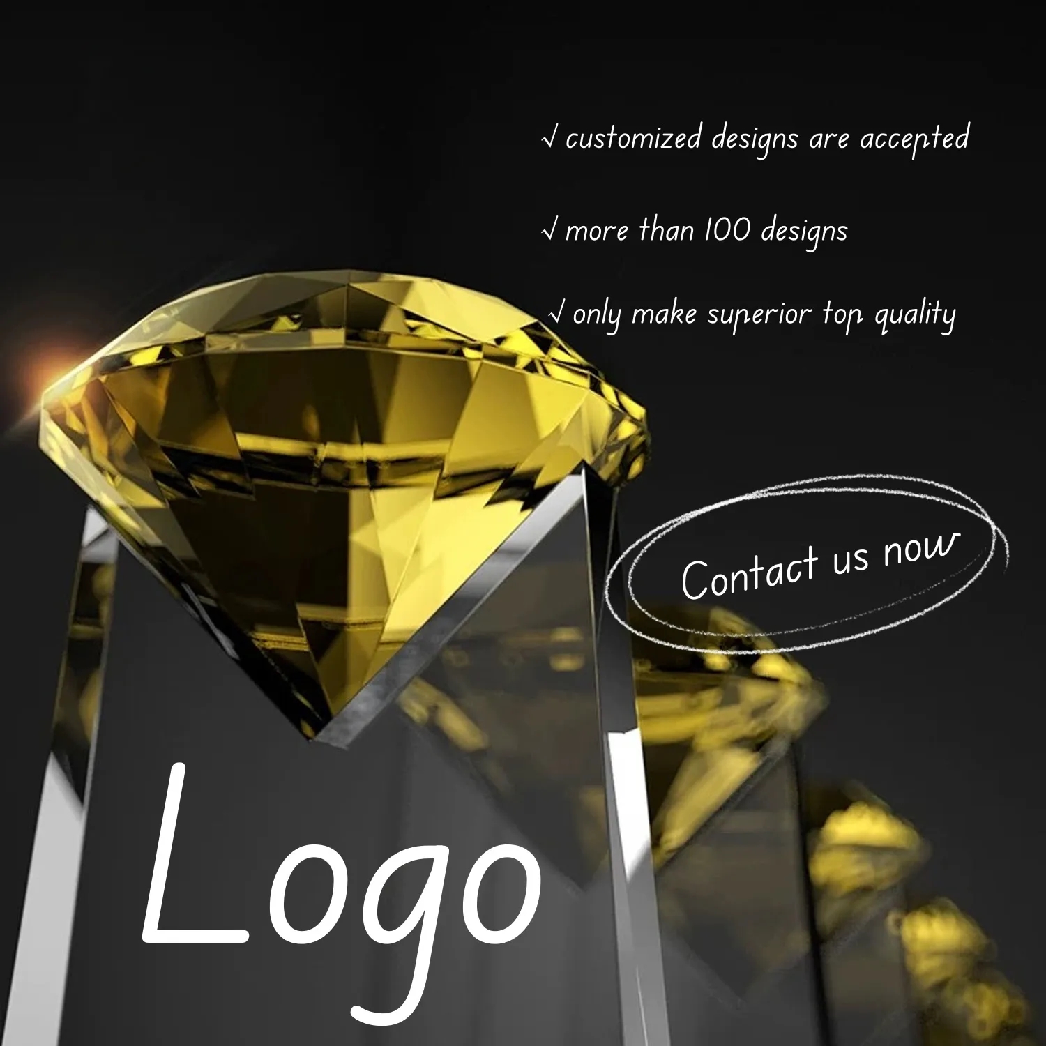 Sparkling Crystal Award Plaque Glass Diamond Trophy 1