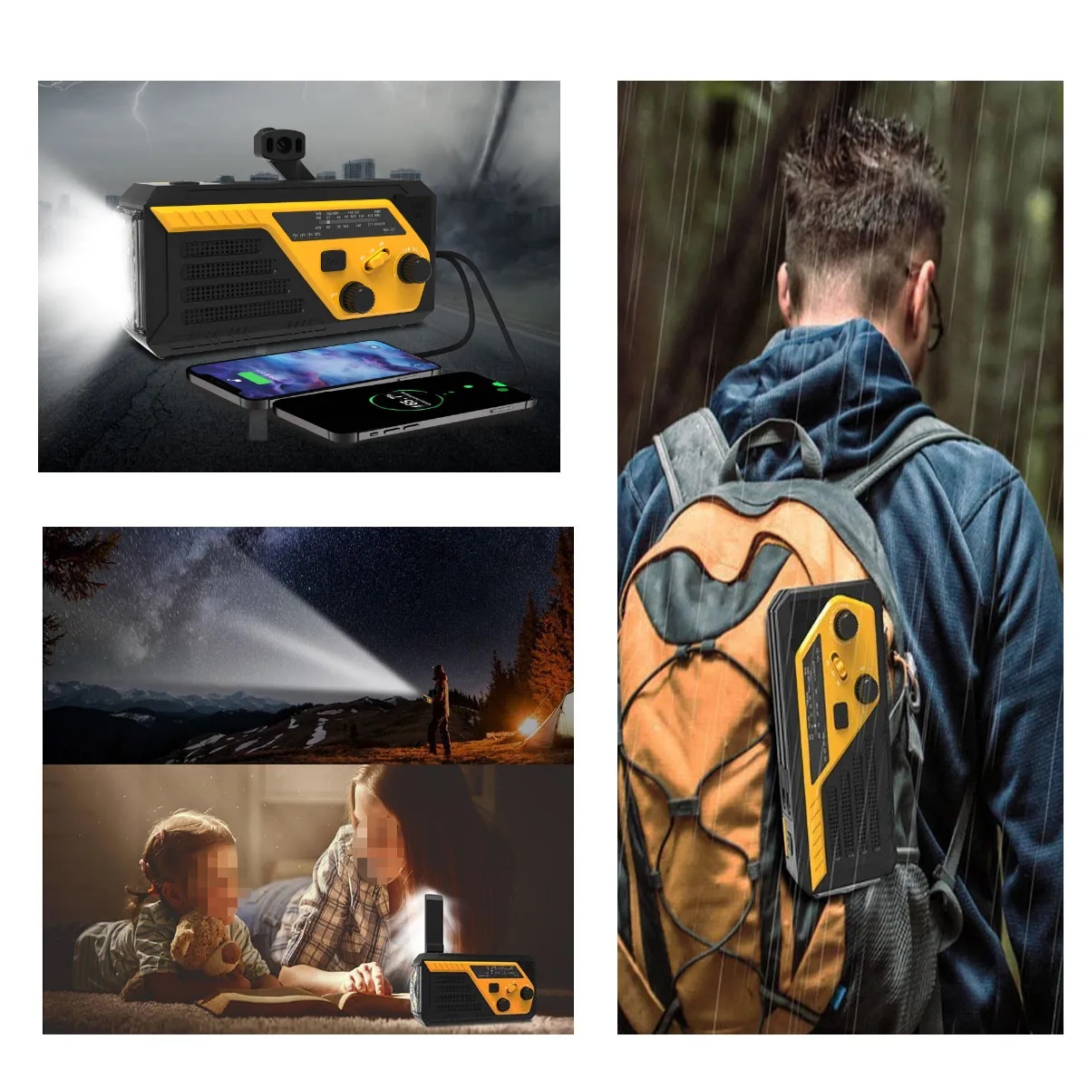 6000mAh Battery Powered SOS Alarm Emergency Hand Crank Radio 3