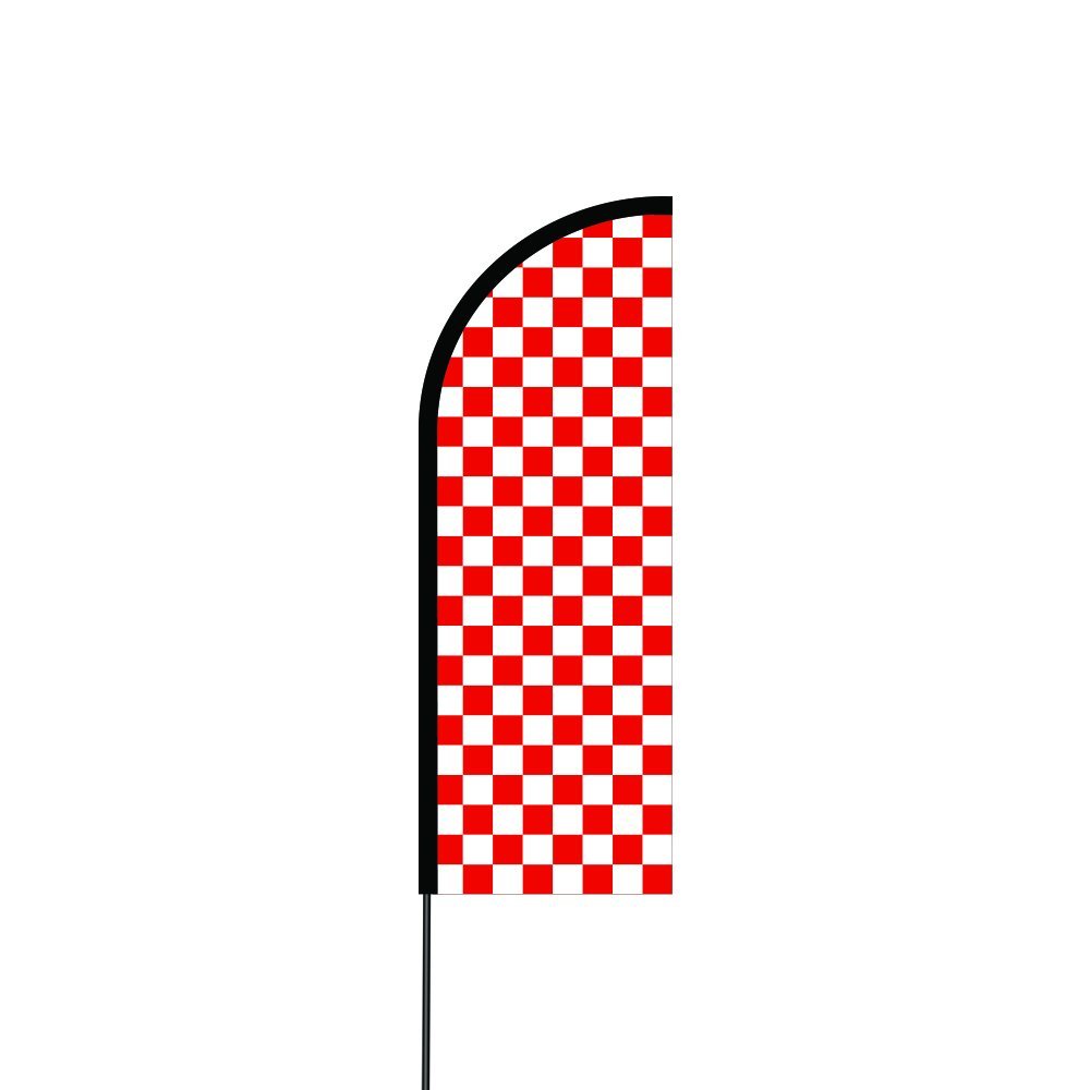 Chequered (White & Red) Flag Kit Hardware 11' Feet Feather Flag Sign Outdoor Banner feather banners 1