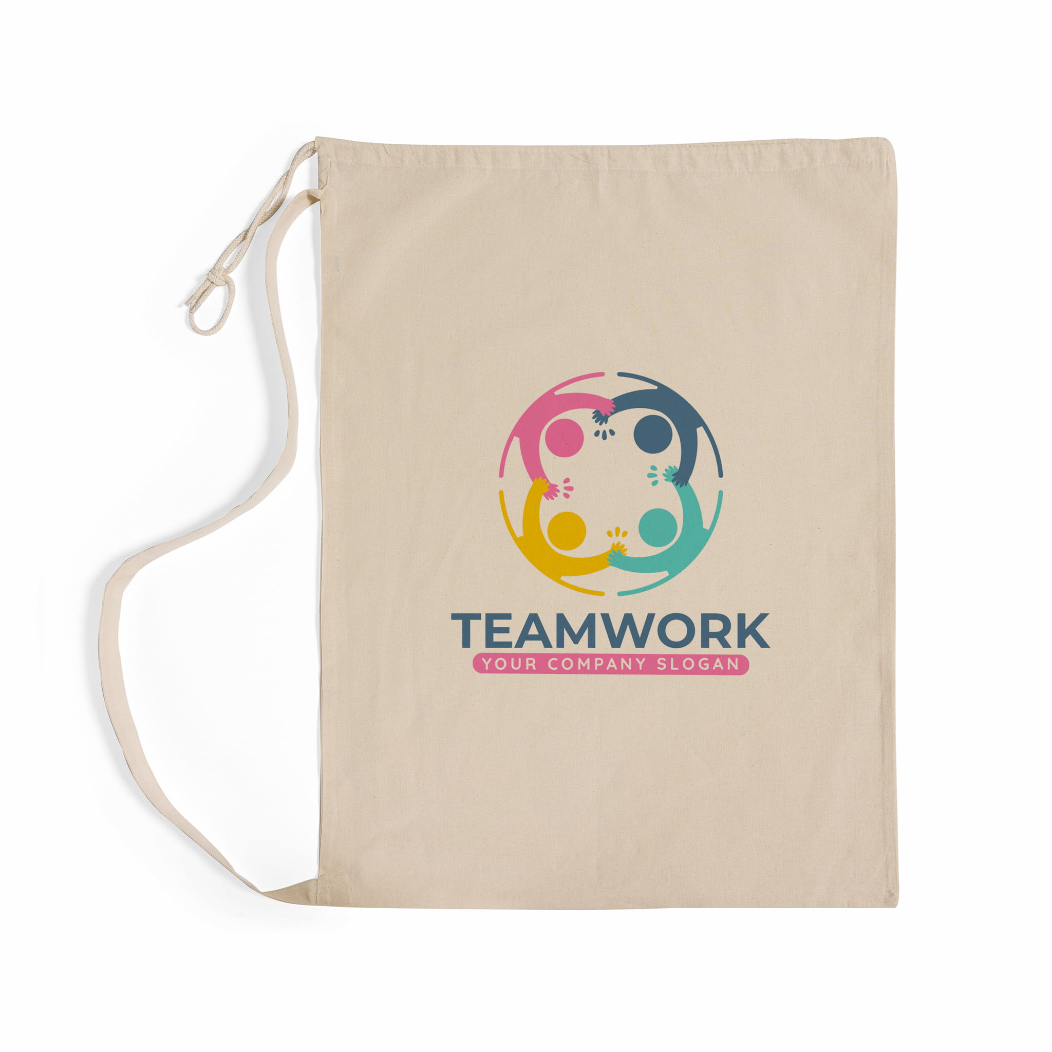 Large Cotton Laundry Bag, custom tote bag with logo imprint 2