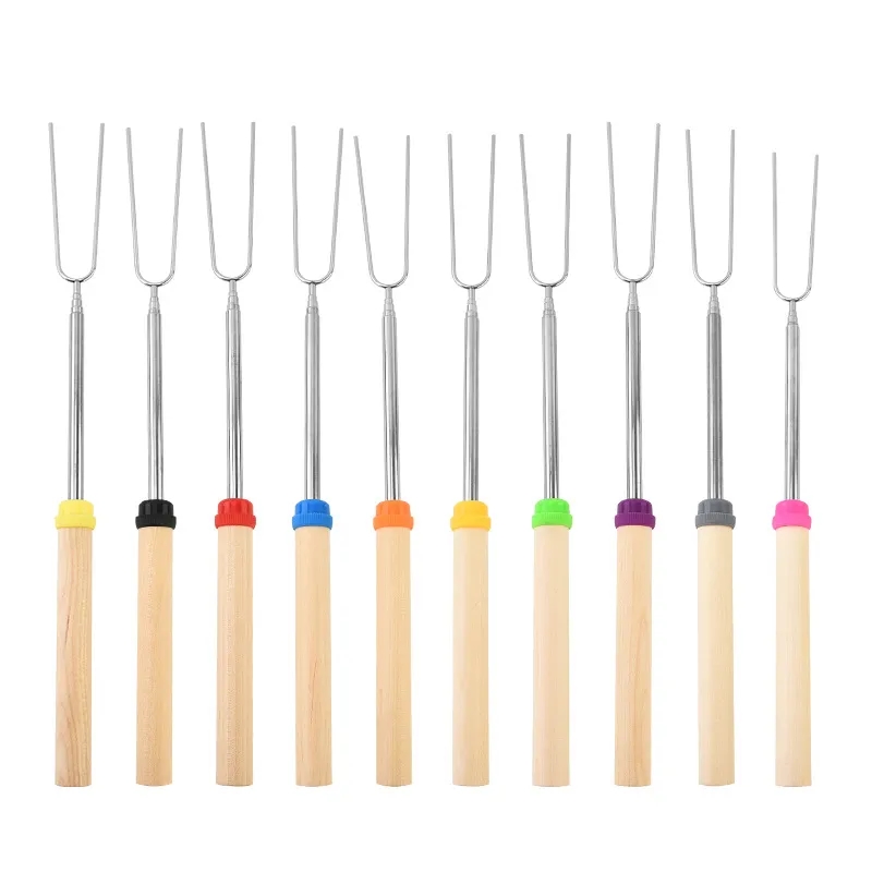 Extendable Stainless Steel Smores Sticks with Wooden Handles 2