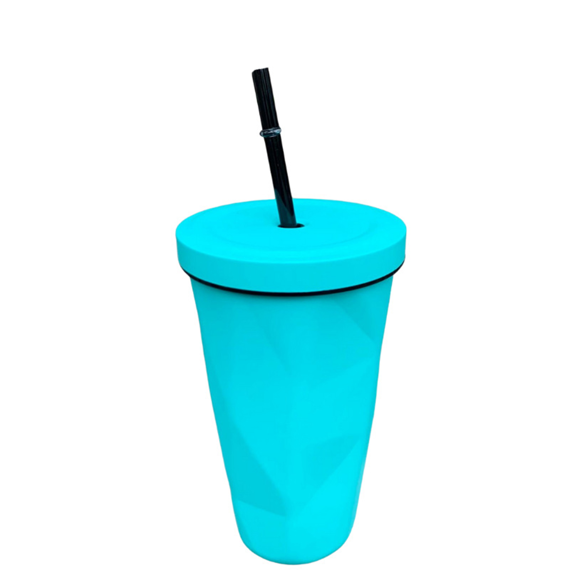 16 Ounce Diamond Shape Travel Tumbler With Straw 2.75" x 7.1" 5
