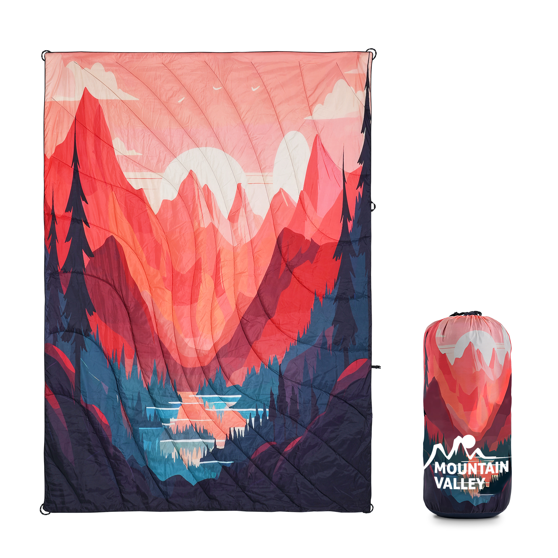 Sublimation Outdoor Puffy Packable Camping Blanket-75" X 52" 8