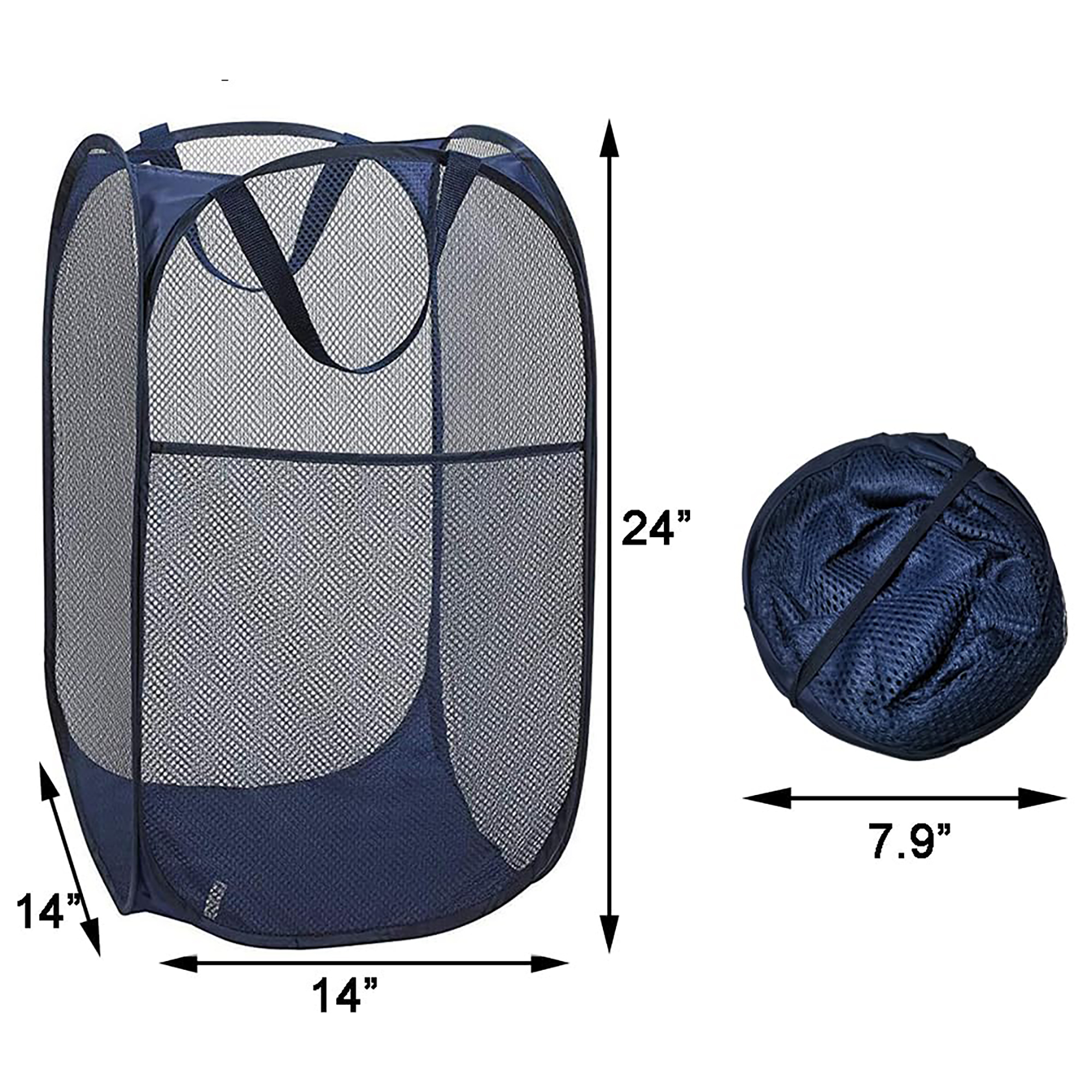 Foldable Polyester Mesh Laundry Basket with Steel Frame 4
