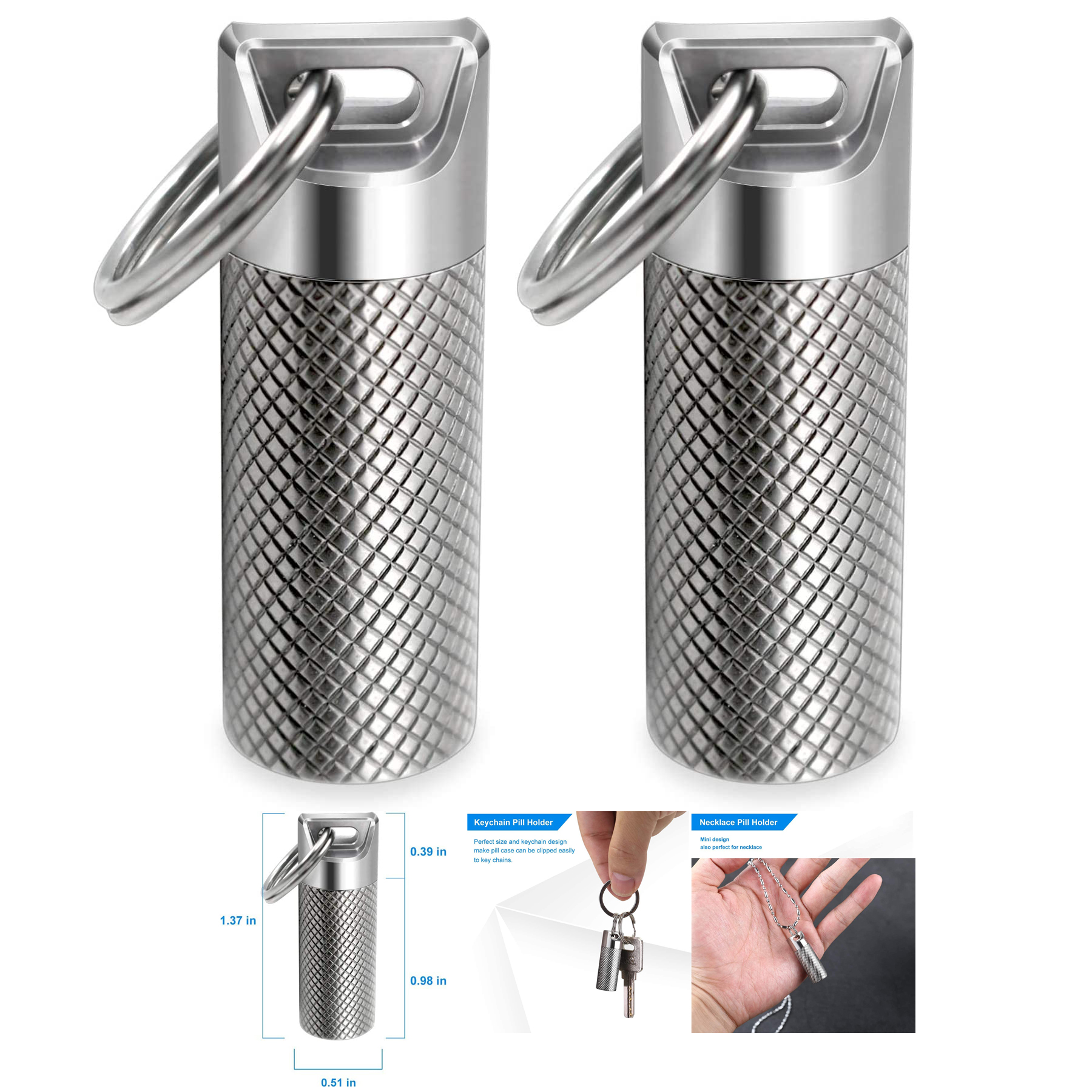 Portable Titanium Waterproof Keychain Pill Holder