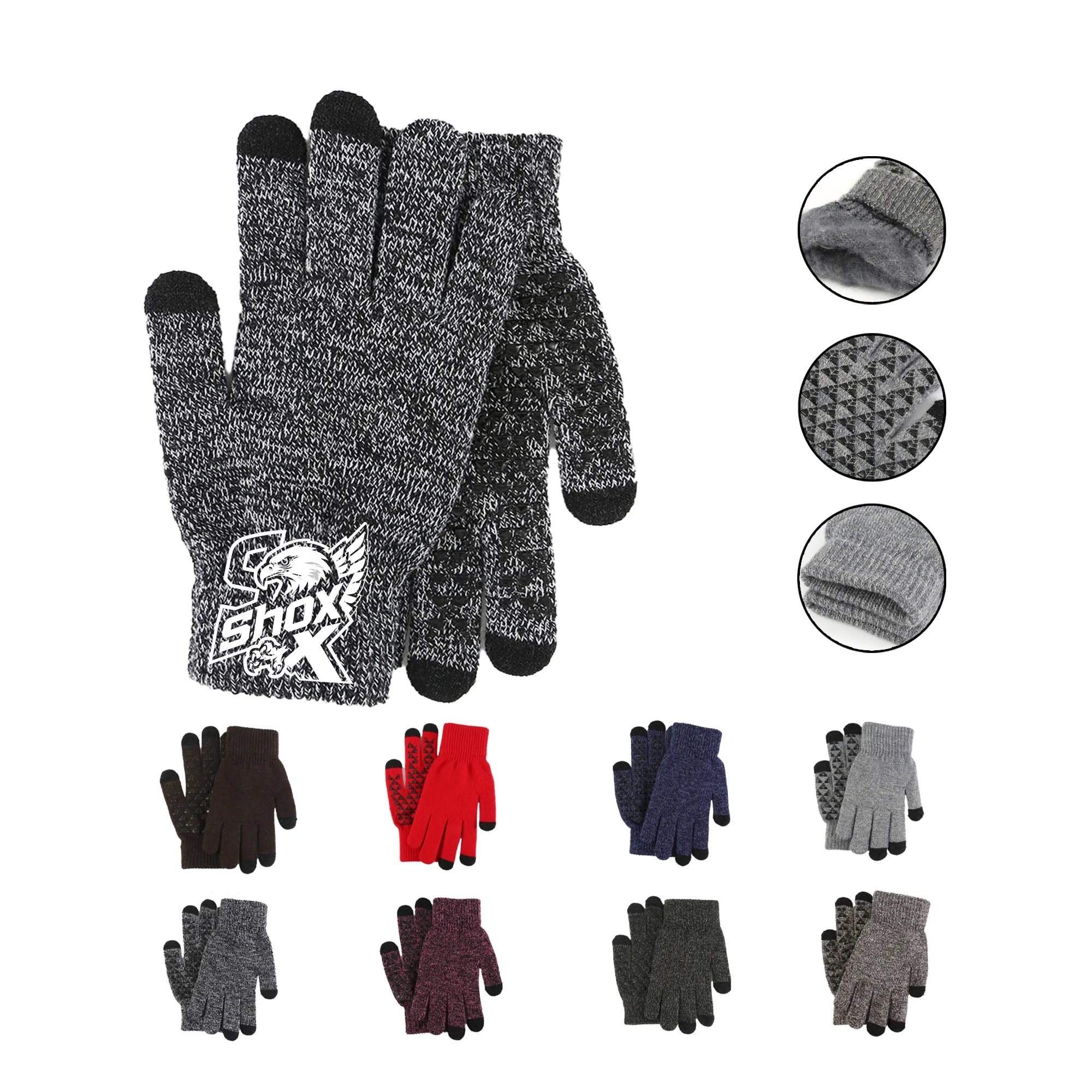 MOQ 20 Non Slip Touch Screen Warm Knit Gloves 2