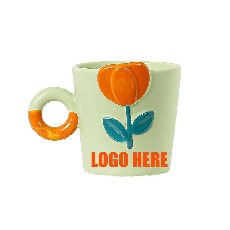 Custom 12 OZ Ceramic Coffee Mug with Beautiful tulip 4