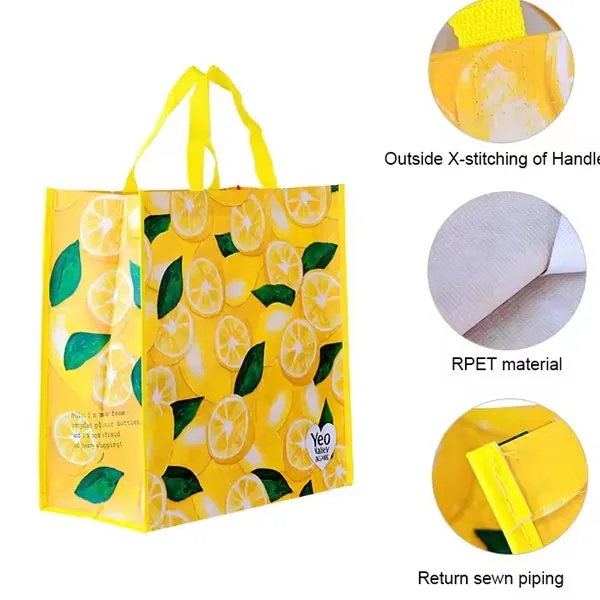 Promotional 100% RPET Laminated Grocery Tote Bags 8