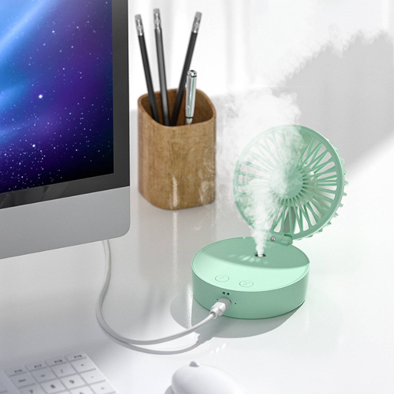 USB Rechargeable Mist Desktop Fan 3