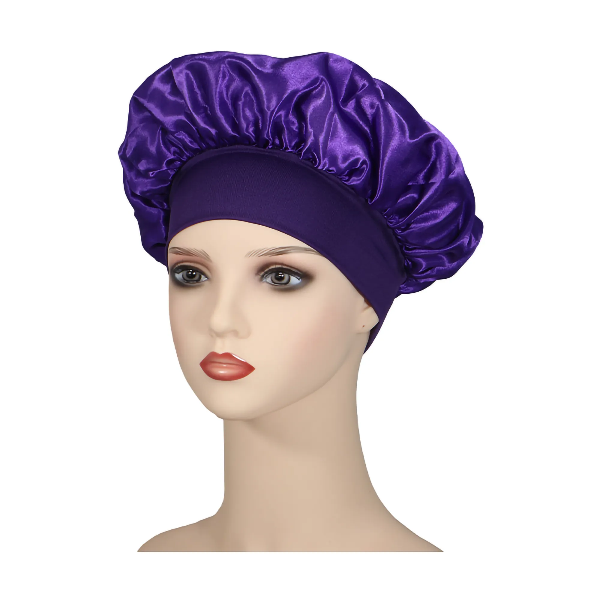 Satin Silk Bonnet Elastic Wide Band Sleeping Cap 1